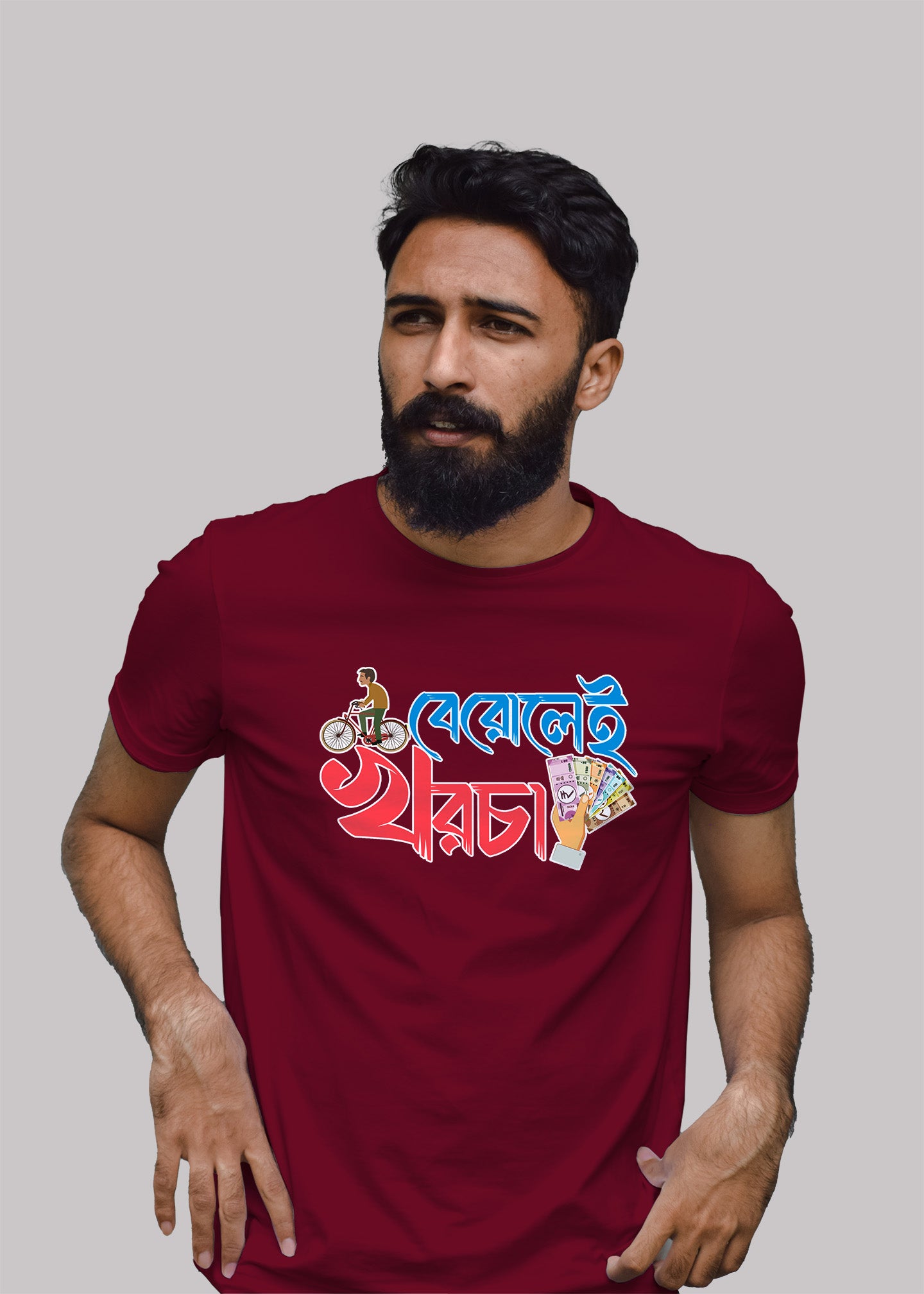 Berolei khorcha bengali Printed Half Sleeve Premium Cotton T-shirt For Men