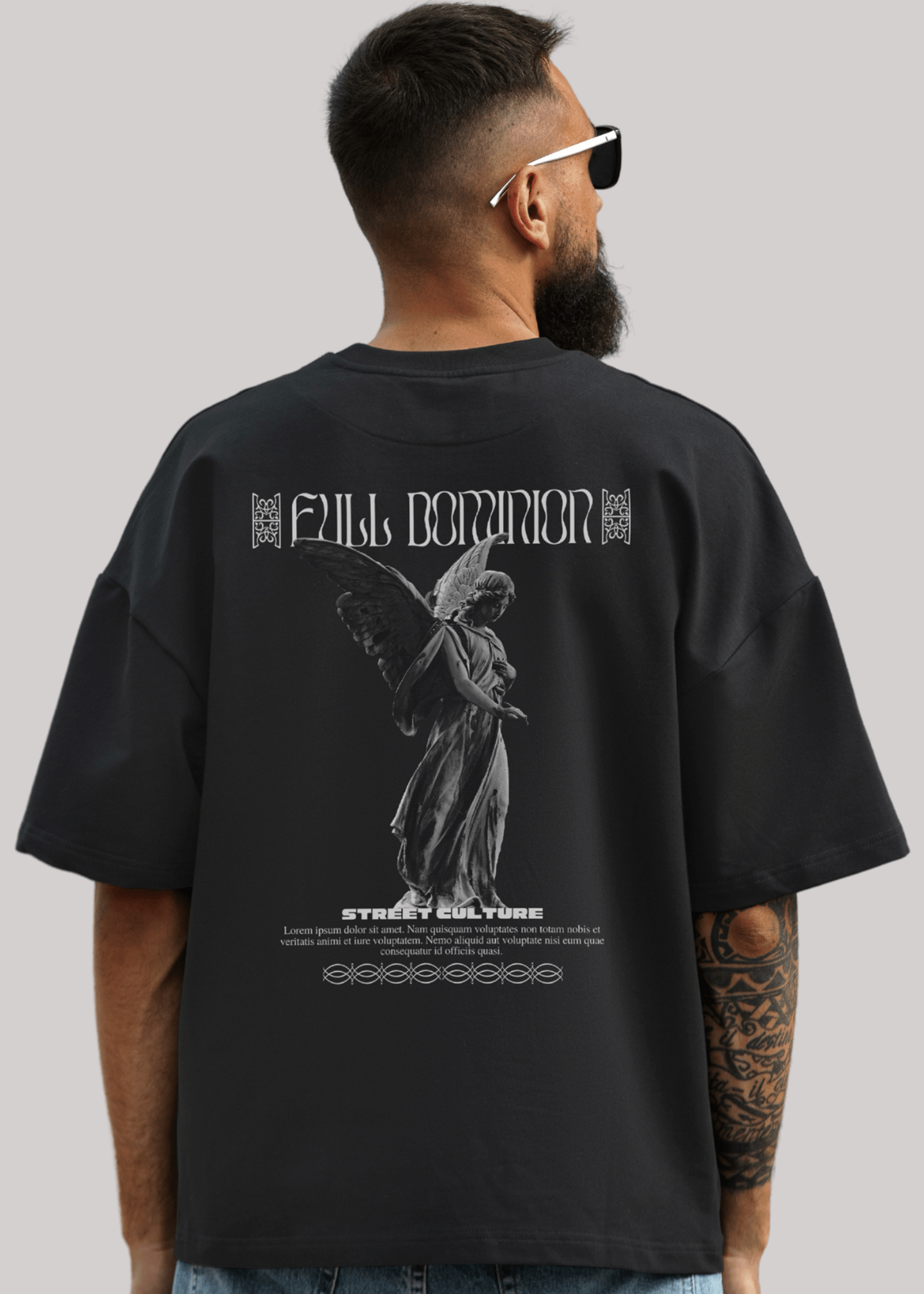 Darooon Unisex Full domination Graphic Printed Black Oversize T-shirt