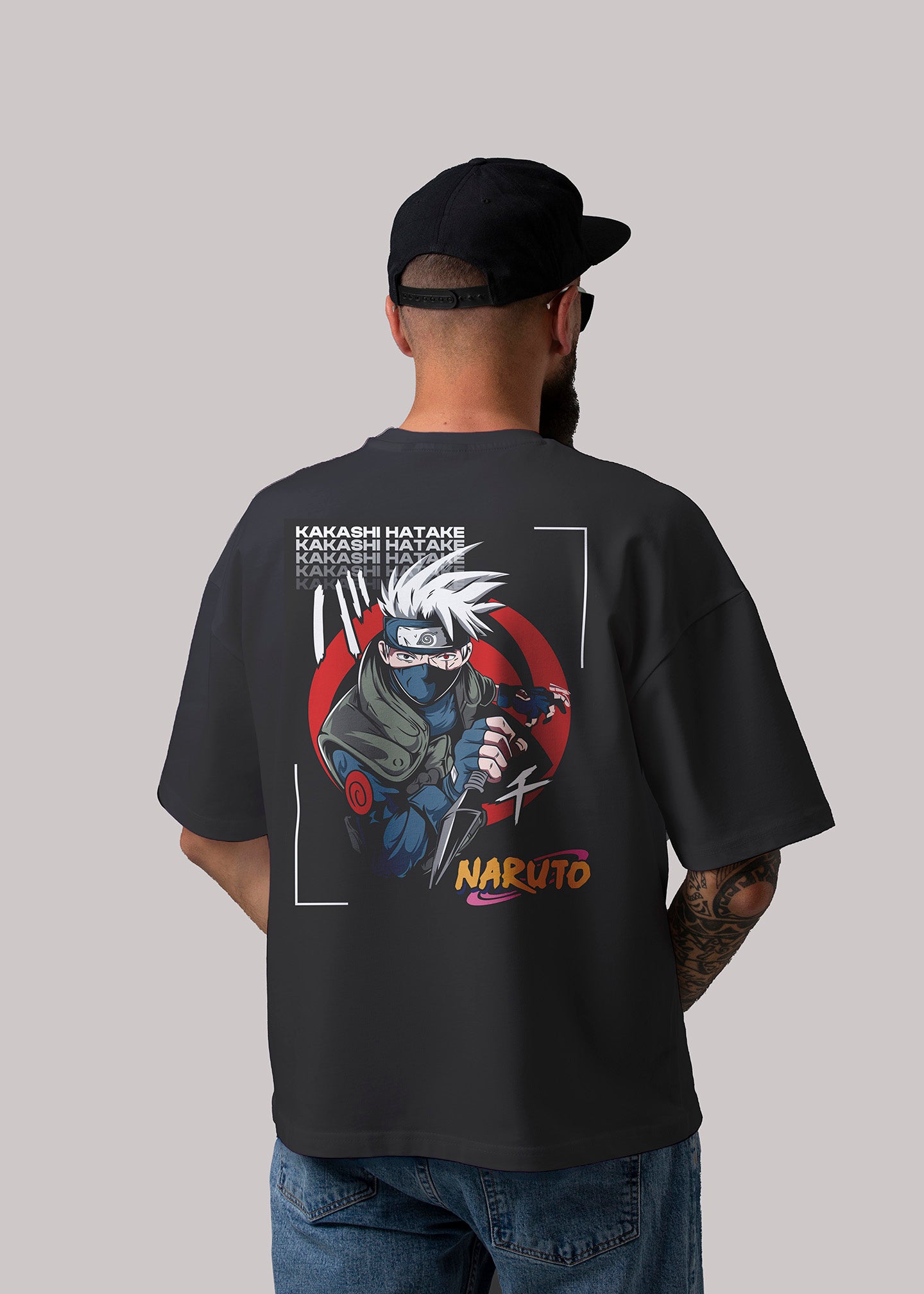 KakashiI Hatake Naruto Graphic Printed Oversized T-shirt