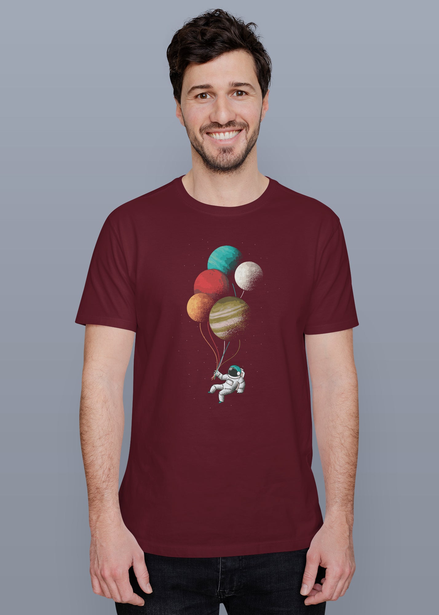 Al Astronaut Balloon Printed Half Sleeve Premium Cotton T-shirt For Men