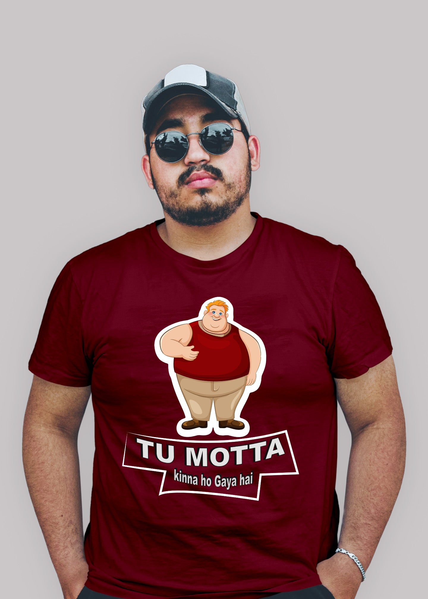 Tu Motta Kinna ho gaya Hai Printed Half Sleeve Premium Cotton T-shirt For Men