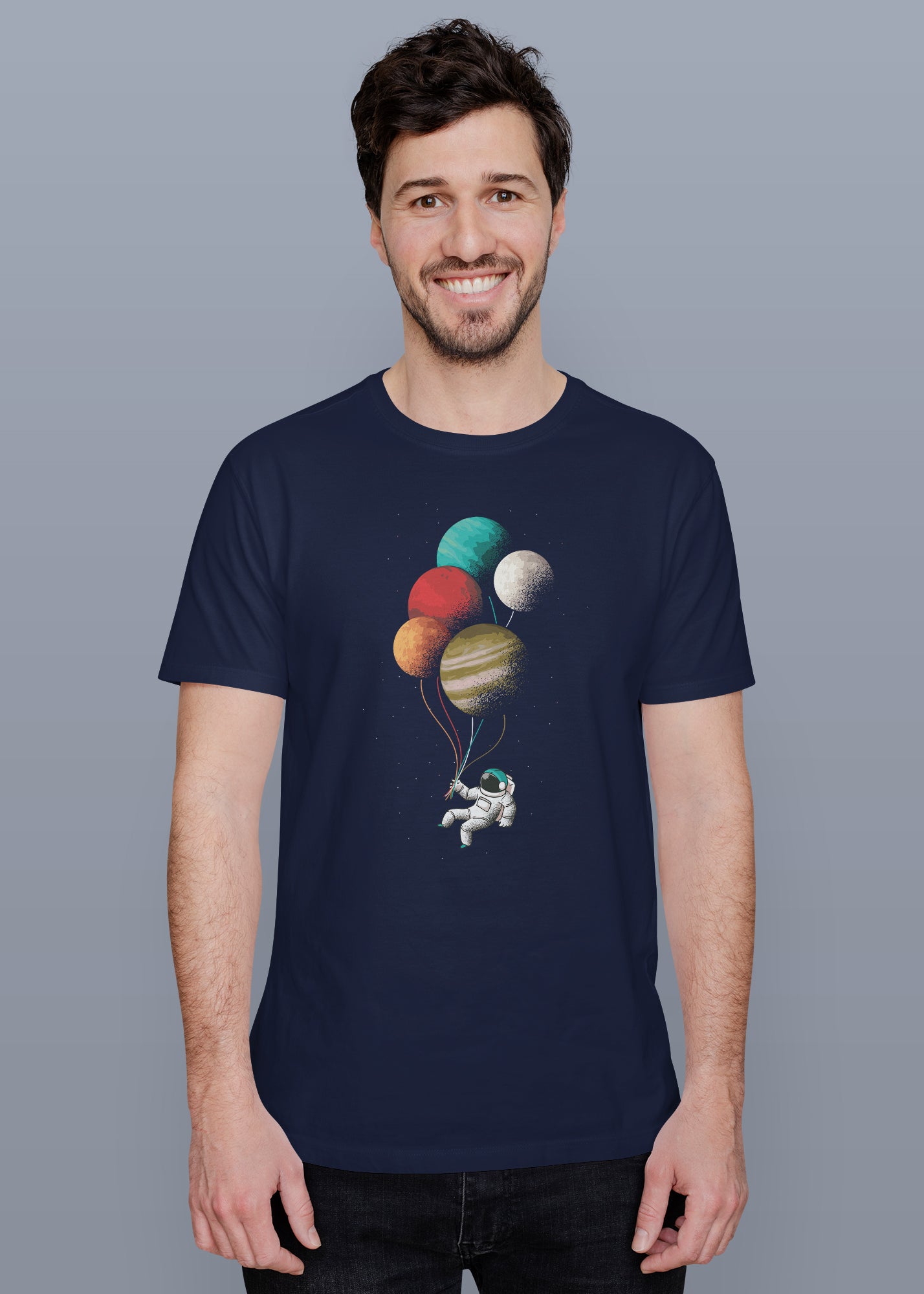 Al Astronaut Balloon Printed Half Sleeve Premium Cotton T-shirt For Men