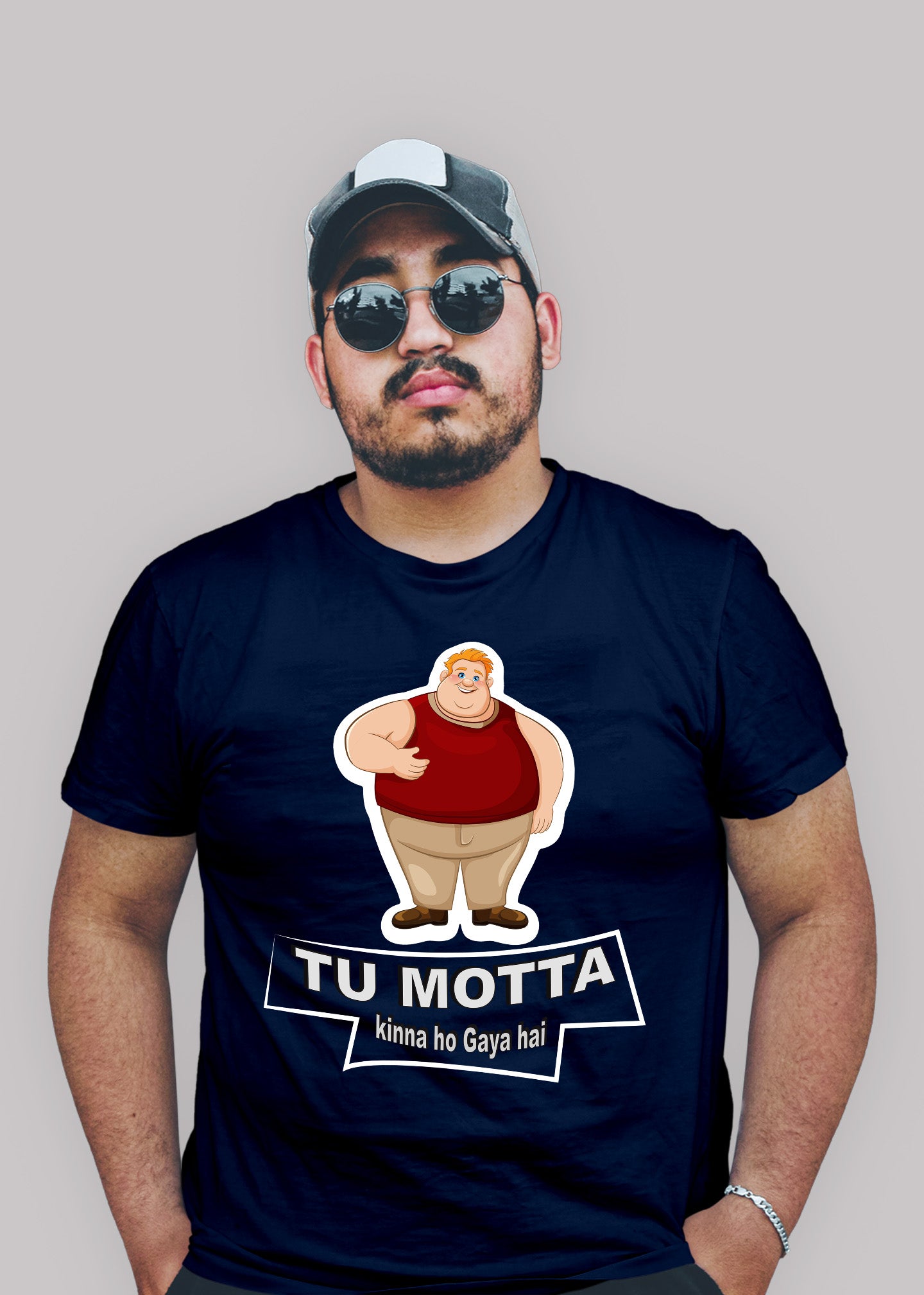 Tu Motta Kinna ho gaya Hai Printed Half Sleeve Premium Cotton T-shirt For Men