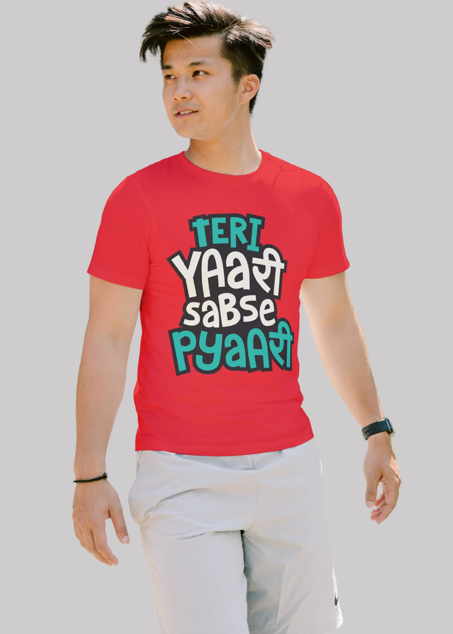 Teri yarri sabse pyari Printed Half Sleeve Premium Cotton T-shirt For Men