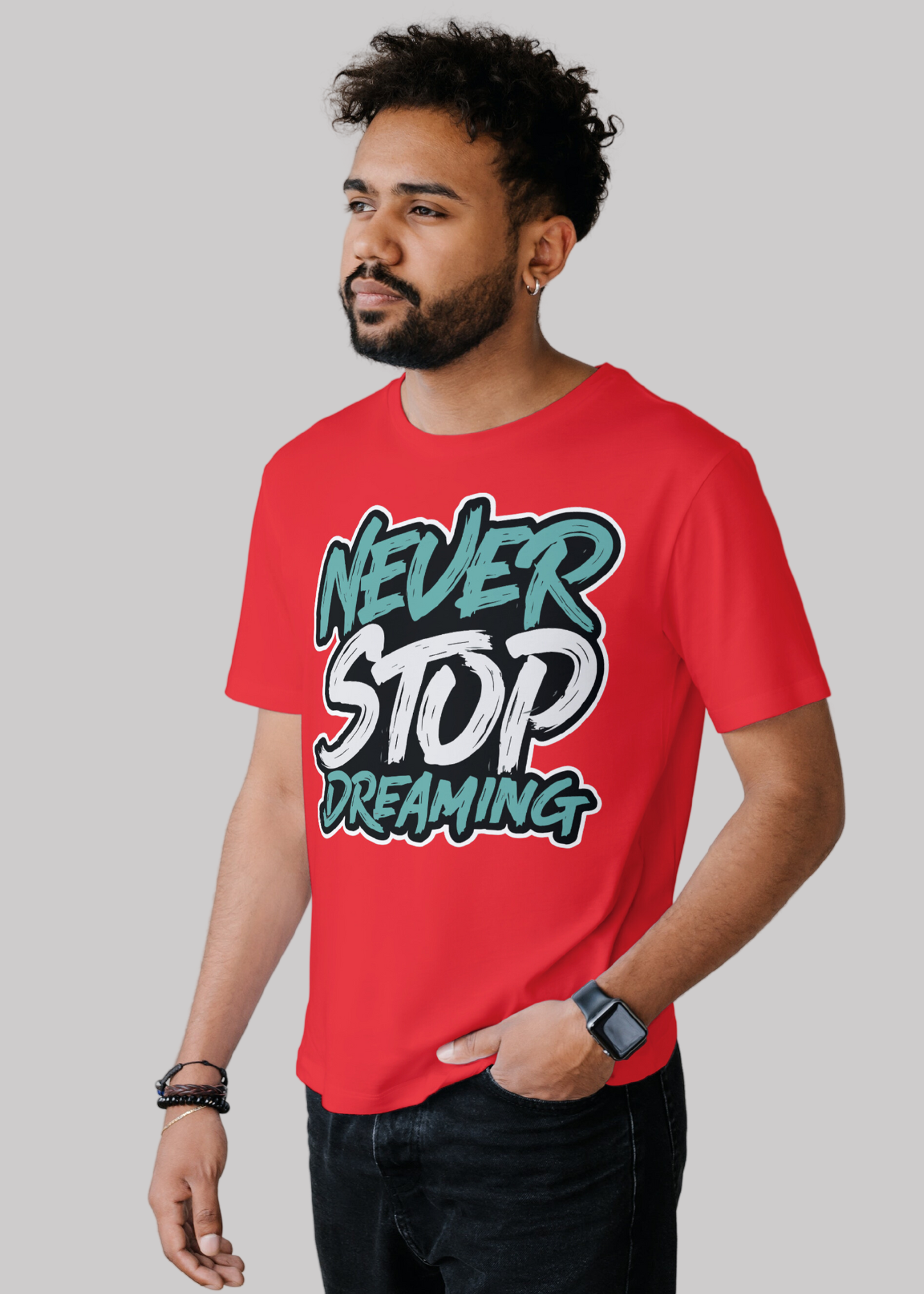 Never stop dreaming Printed Half Sleeve Premium Cotton T-shirt For Men