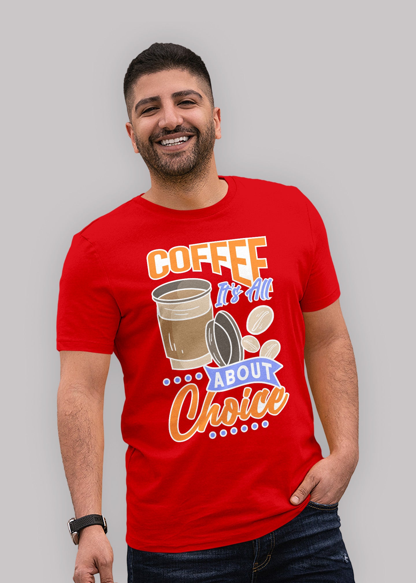 Coffee its all about choice Printed Half Sleeve Premium Cotton T-shirt For Men