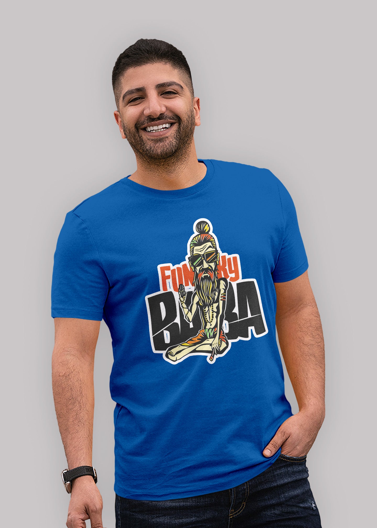 Funky Baba Printed Half Sleeve Premium Cotton T-shirt For Men