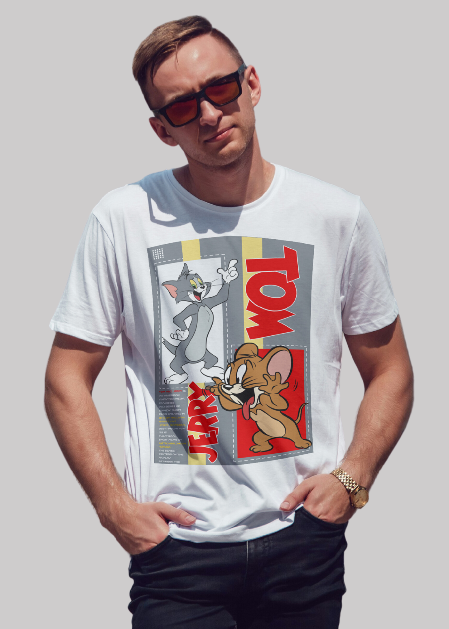 Tom and jerry Printed Half Sleeve Premium Cotton T-shirt For Men