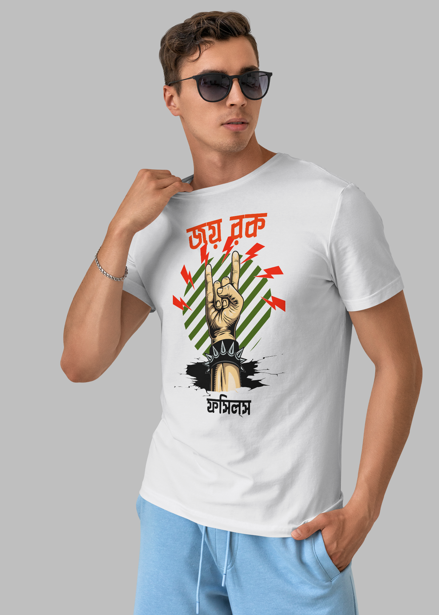 Joy rock bengali Printed Half Sleeve Premium Cotton T-shirt For Men