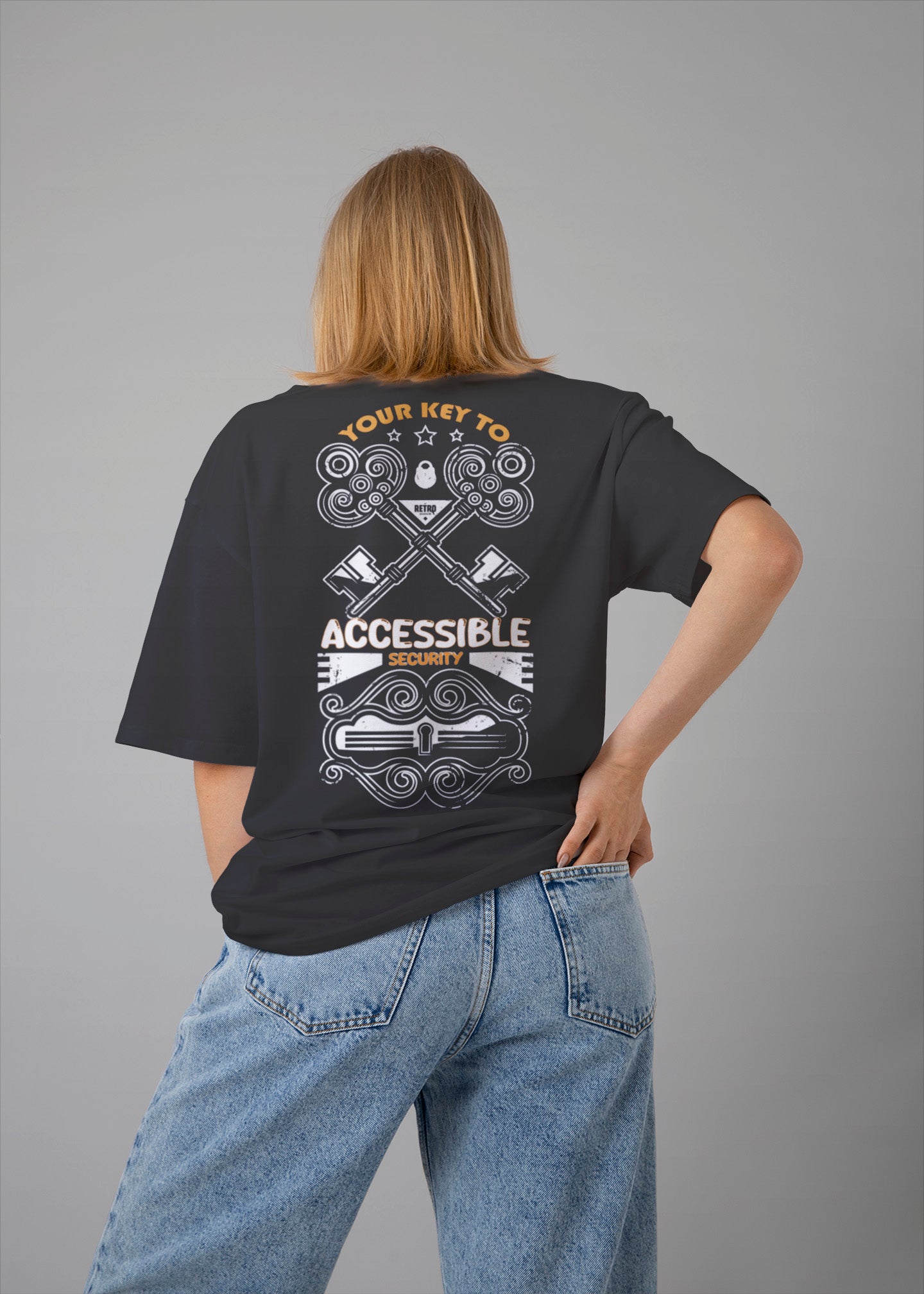 Your Key To Accessible Security Graphic Printed Oversized T-shirt