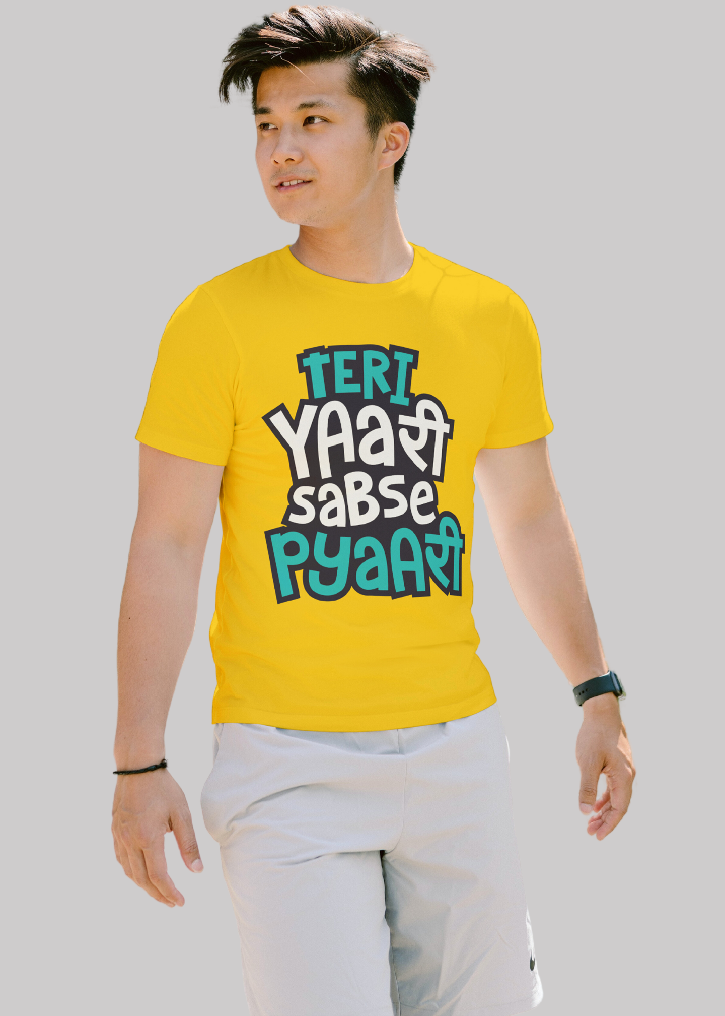 Teri yarri sabse pyari Printed Half Sleeve Premium Cotton T-shirt For Men
