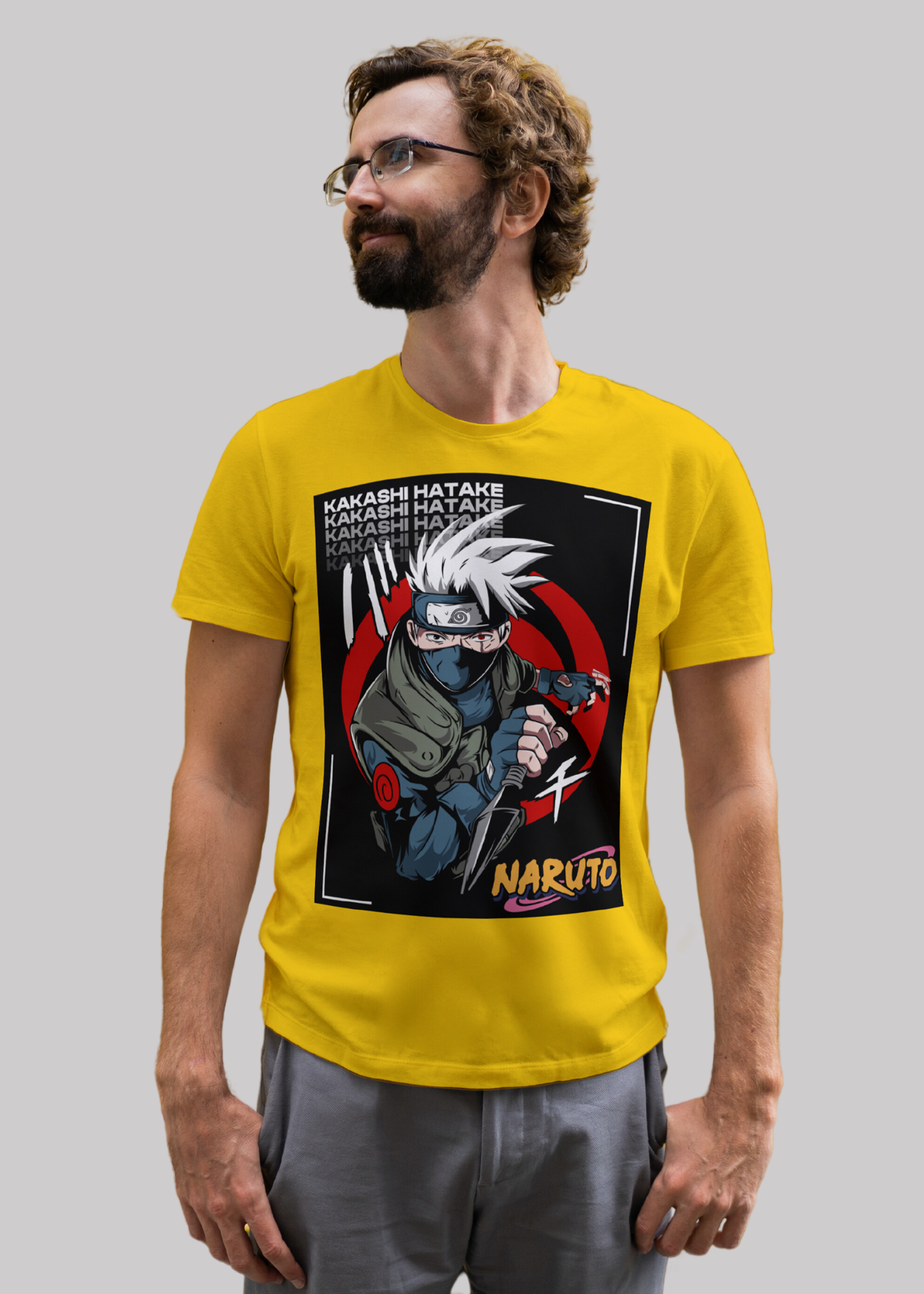 Kakashi hatake Naruto Printed Half Sleeve Premium Cotton T-shirt For Men
