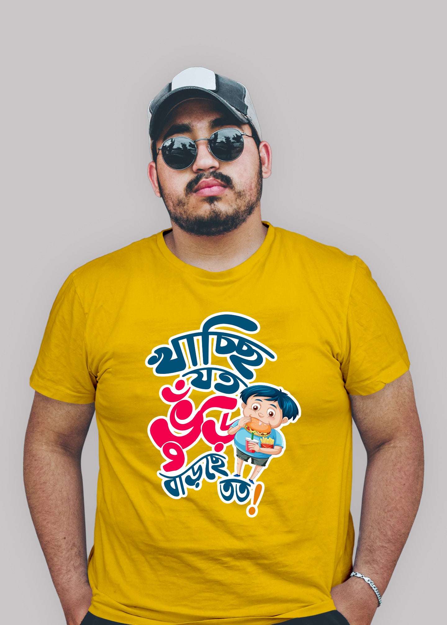 Khachi jato bhuri barche tato bengali Printed Half Sleeve Premium Cotton T-shirt For Men