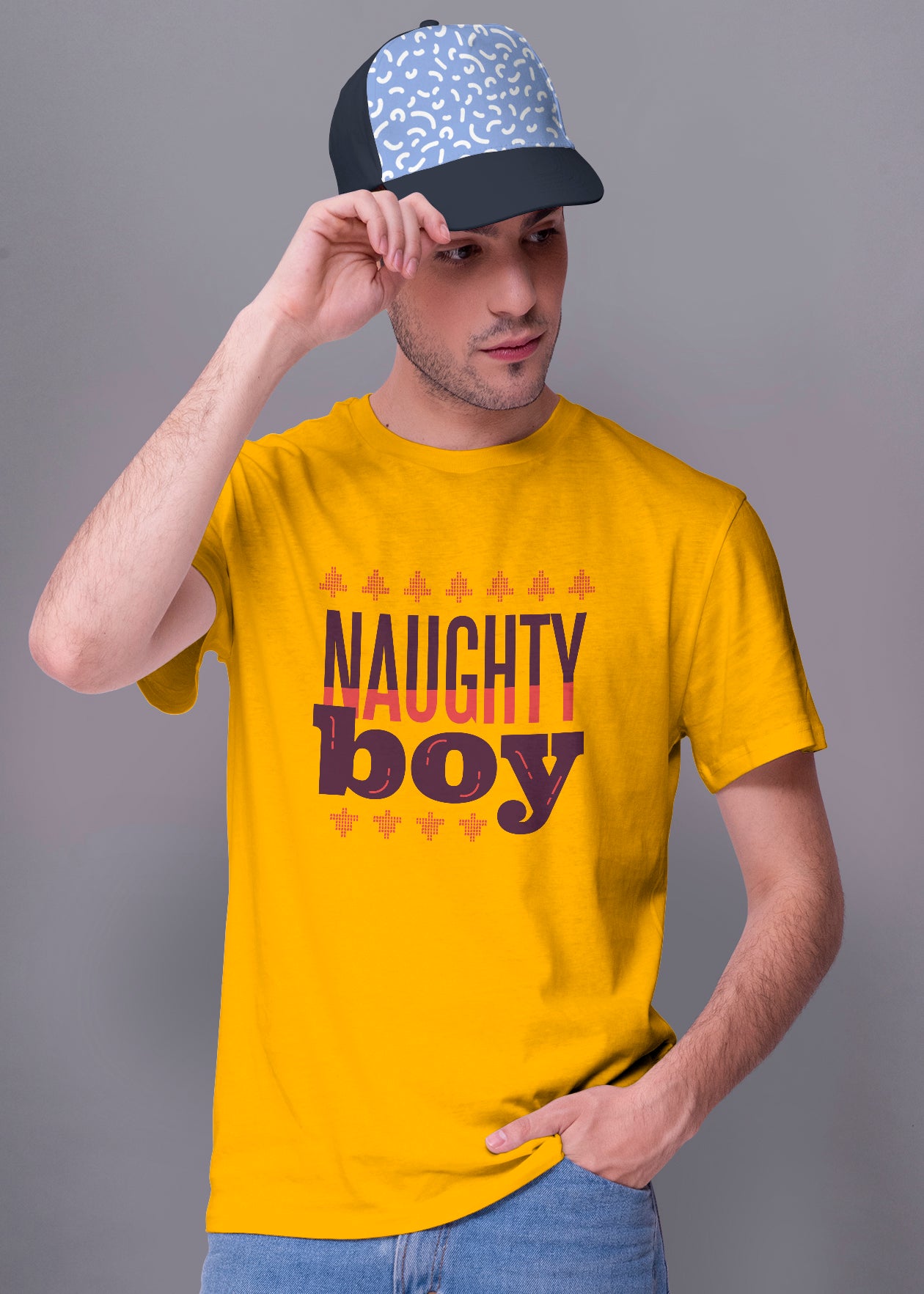 Naughty Boy men Printed Half Sleeve Premium Cotton T-shirt For Men