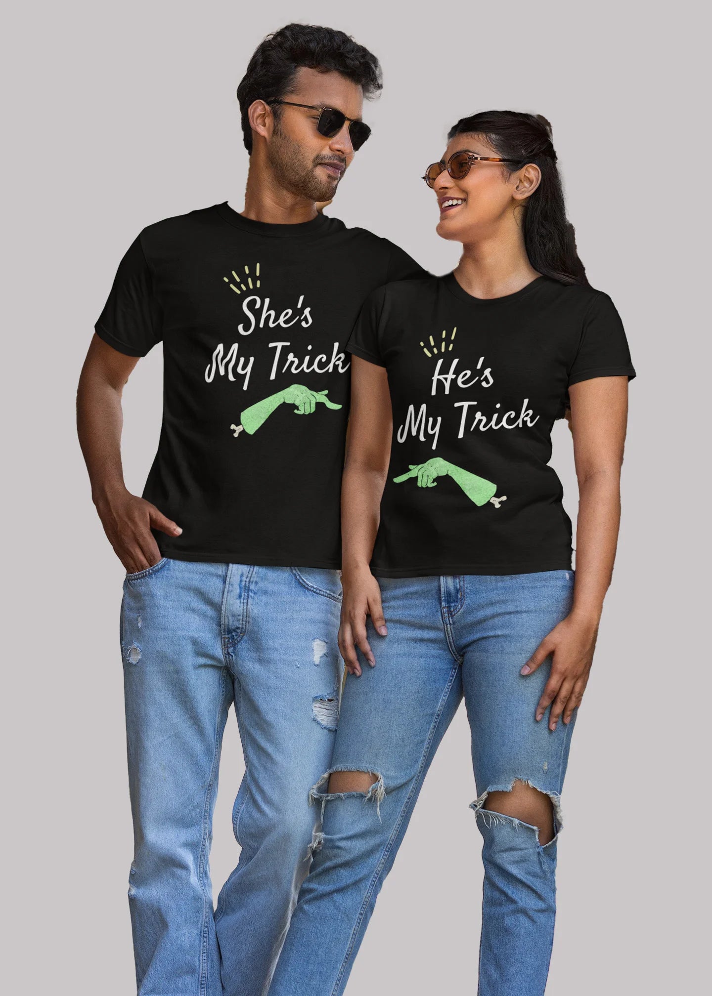 My trick Printed Couple T-shirt