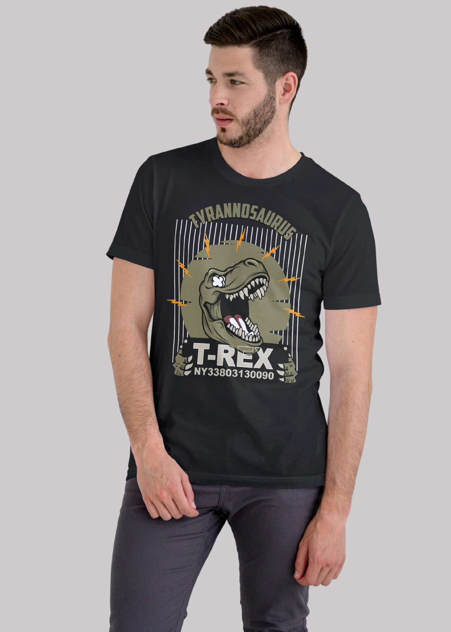 T rex Printed Half Sleeve Premium Cotton T-shirt For Men