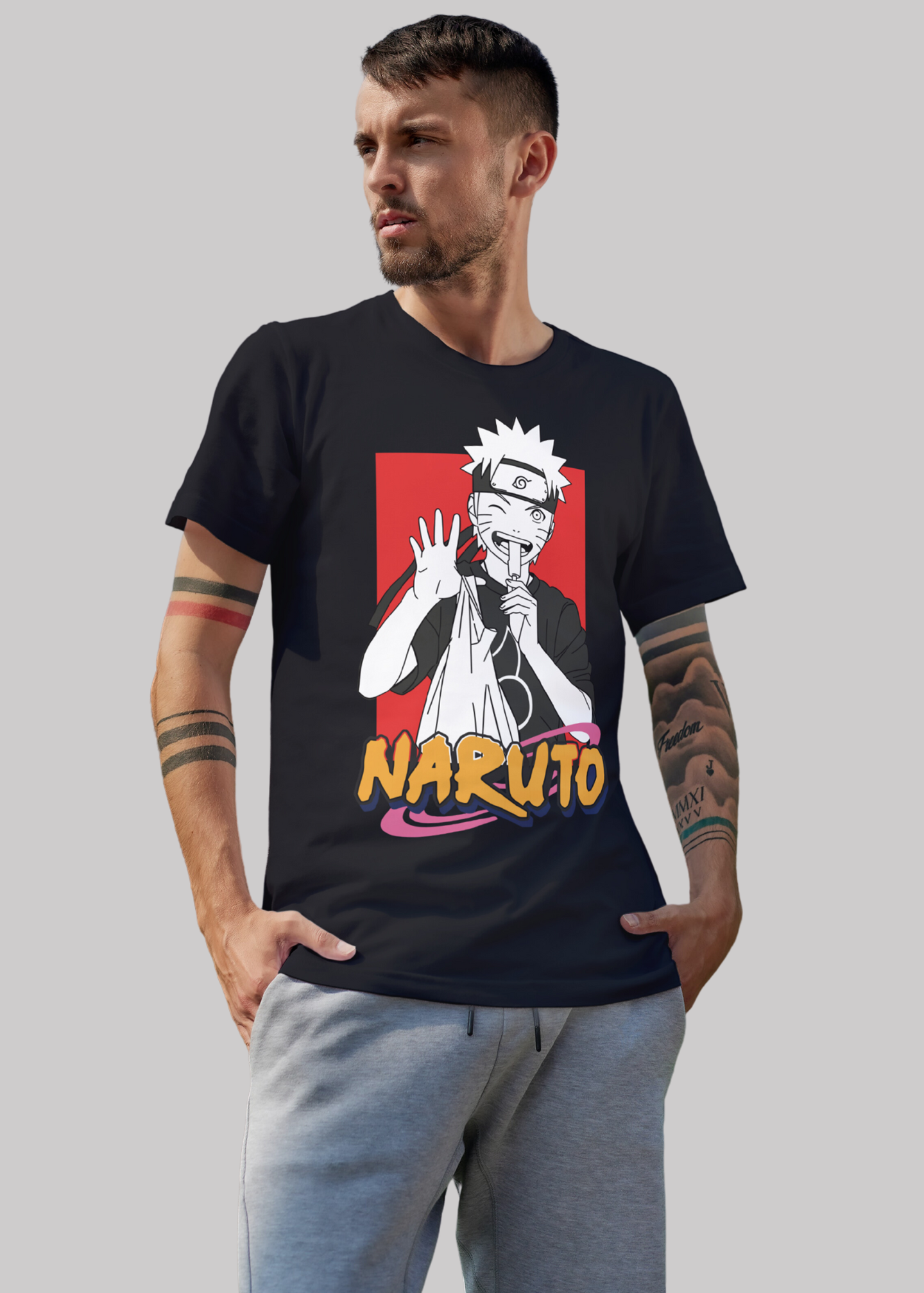 Naruto 1 Printed Half Sleeve Premium Cotton T-shirt For Men
