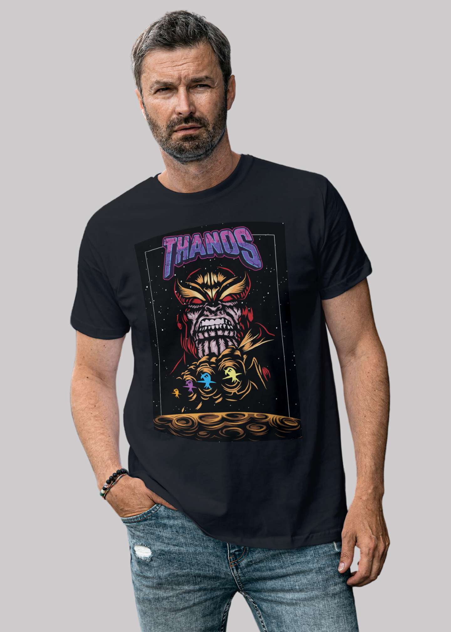 Thanos Printed Half Sleeve Premium Cotton T-shirt For Men