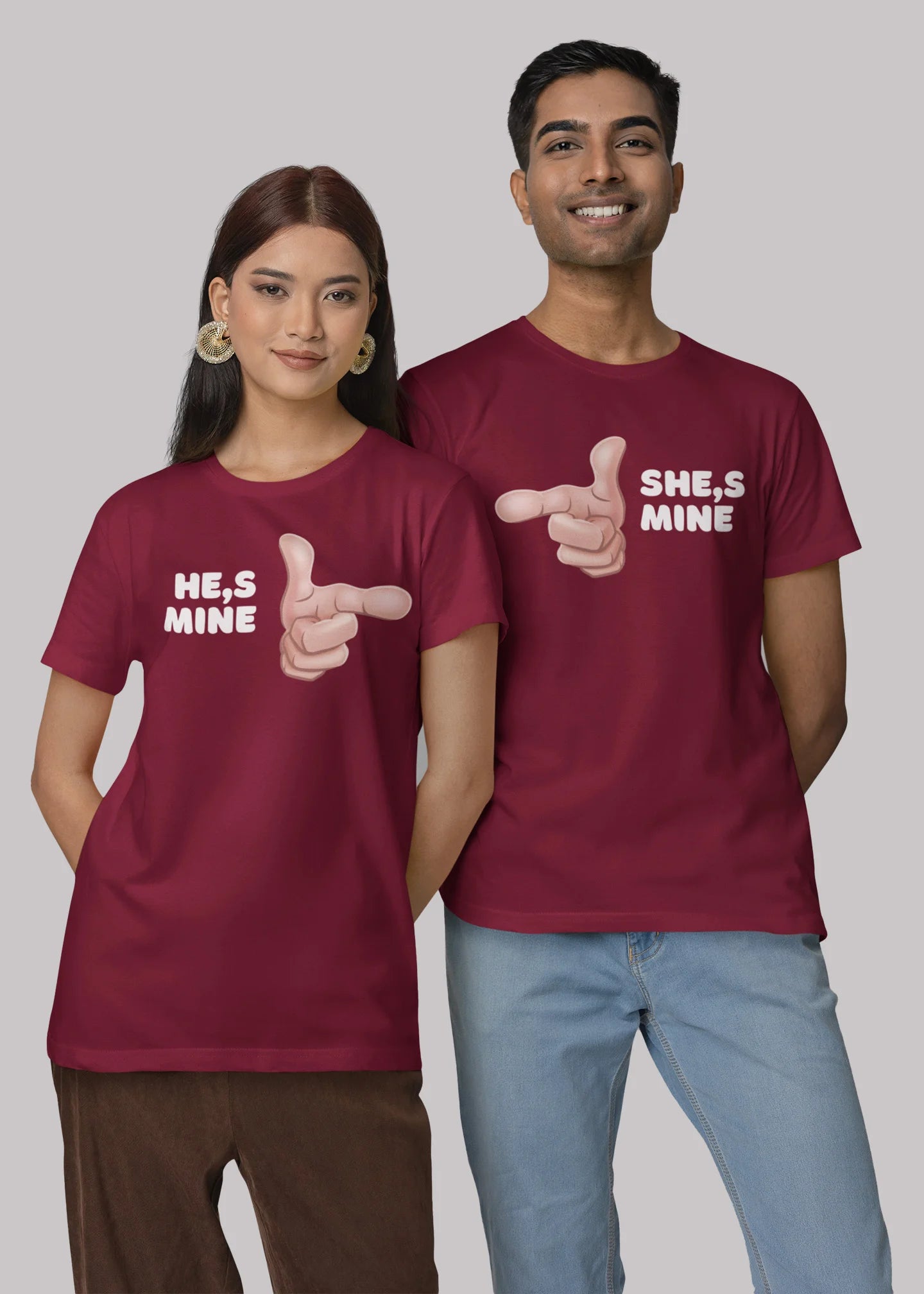 She's Mine & He's Mine Printed Couple T-shirt