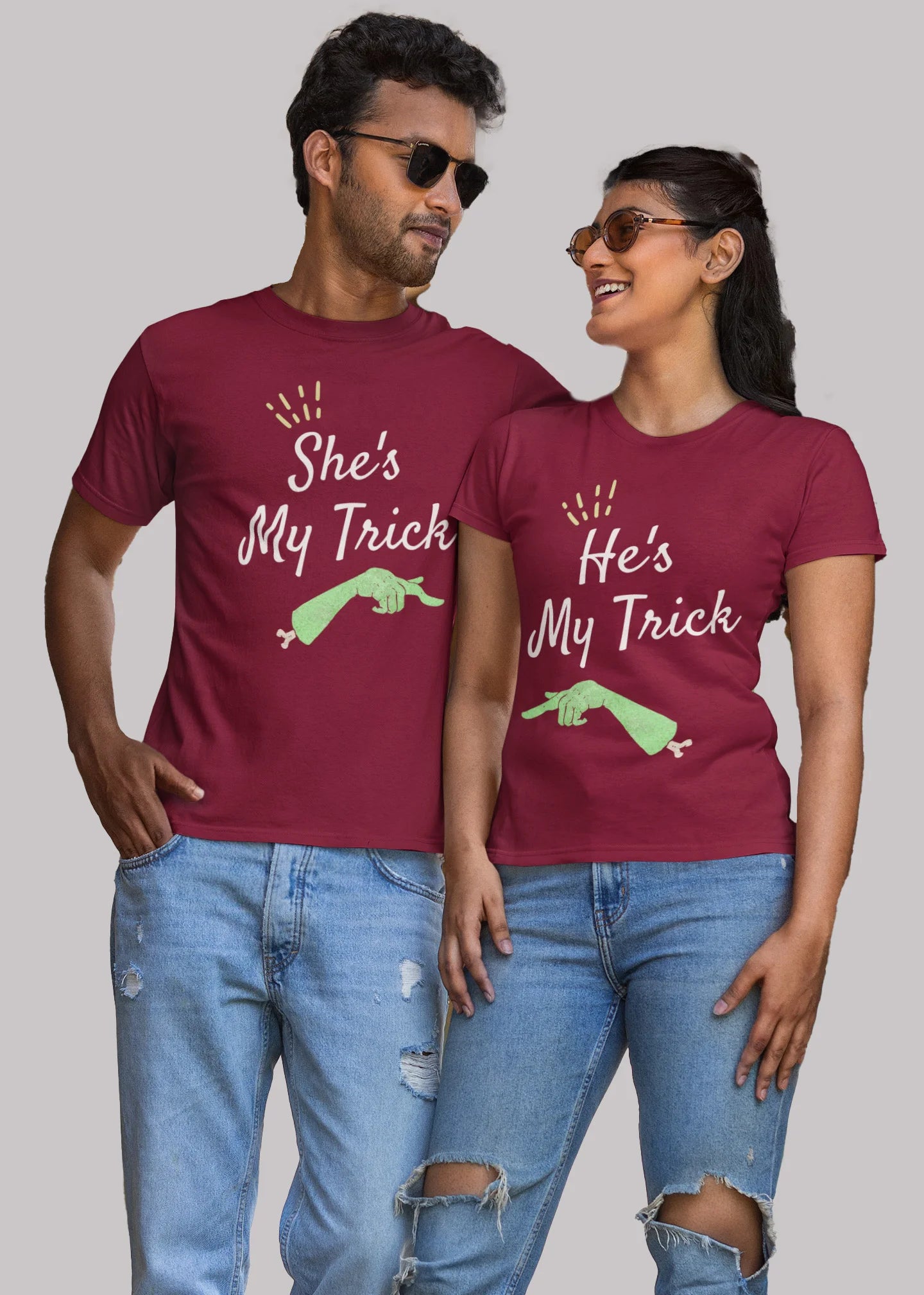 My trick Printed Couple T-shirt