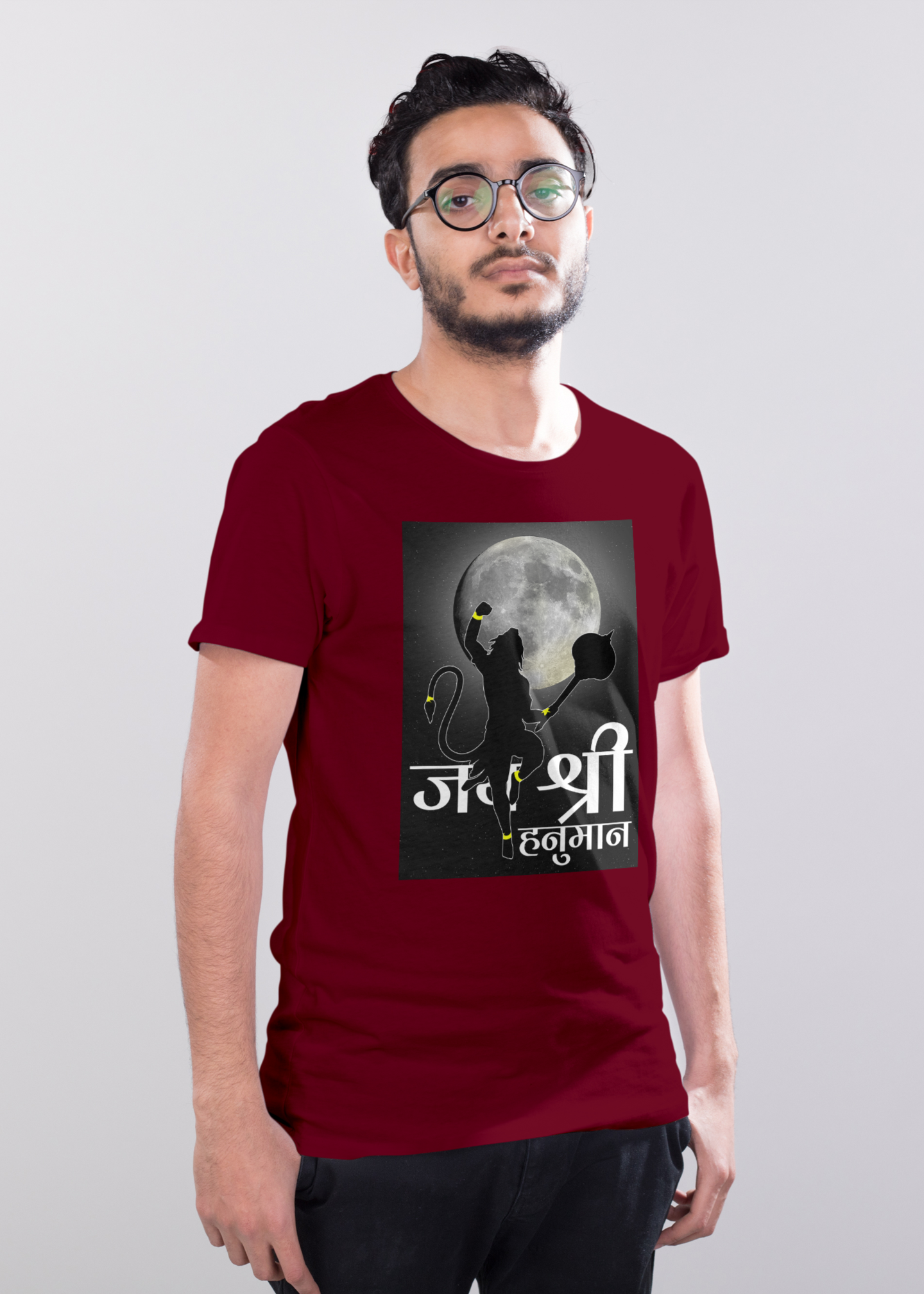 Jay Shree Hanumana Printed Half Sleeve Premium Cotton T-shirt For Men