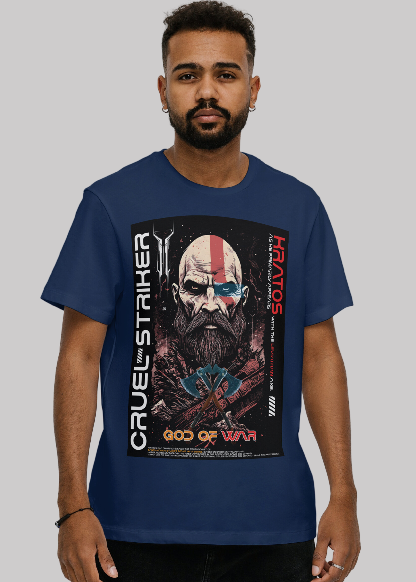God of war kratos Printed Half Sleeve Premium Cotton T-shirt For Men