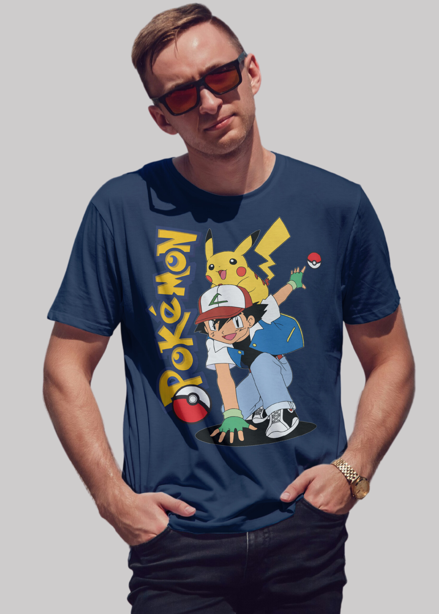 Pokemon Printed Half Sleeve Premium Cotton T-shirt For Men