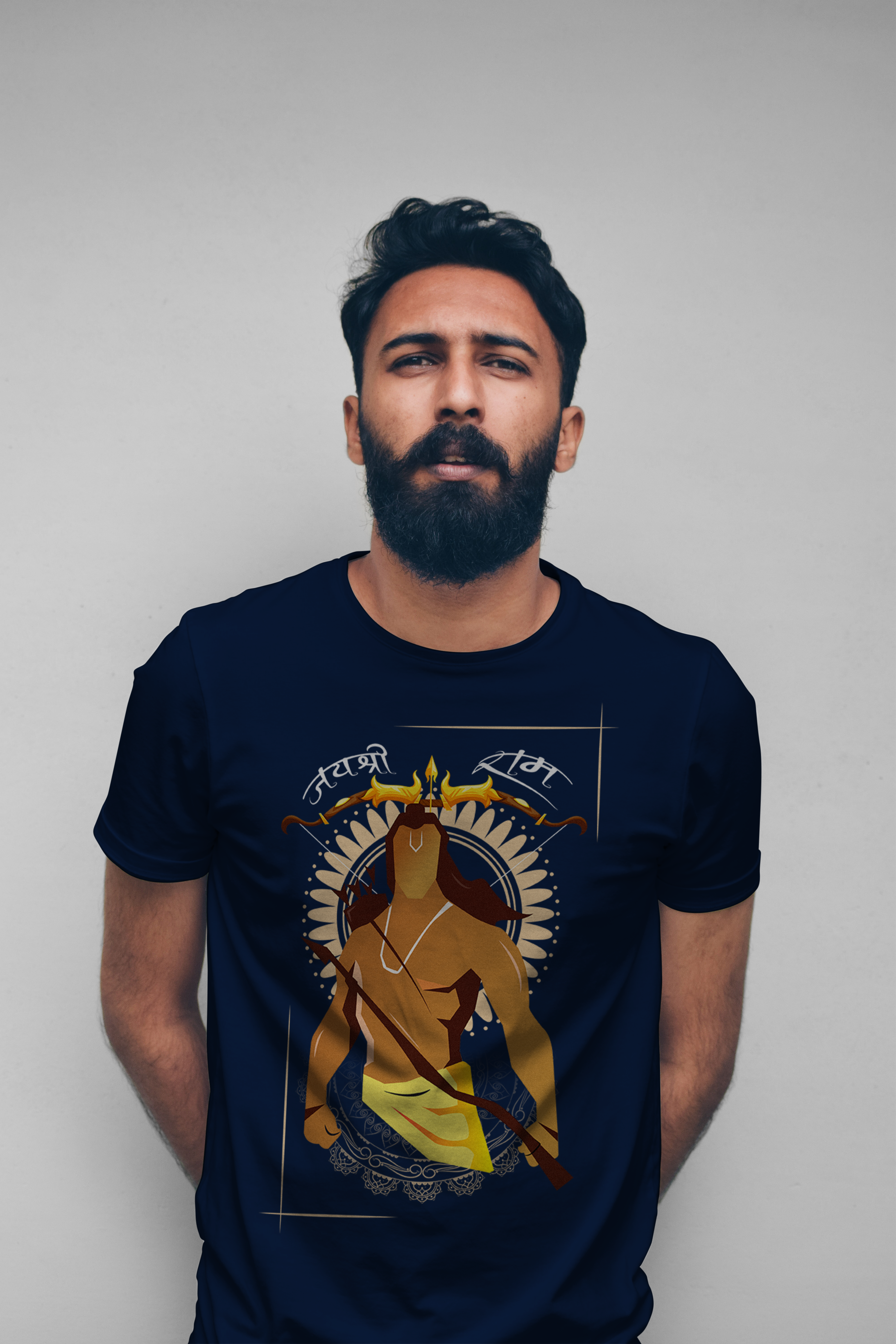 Jay Shree Ram Printed Half Sleeve Premium Cotton T-shirt For Men