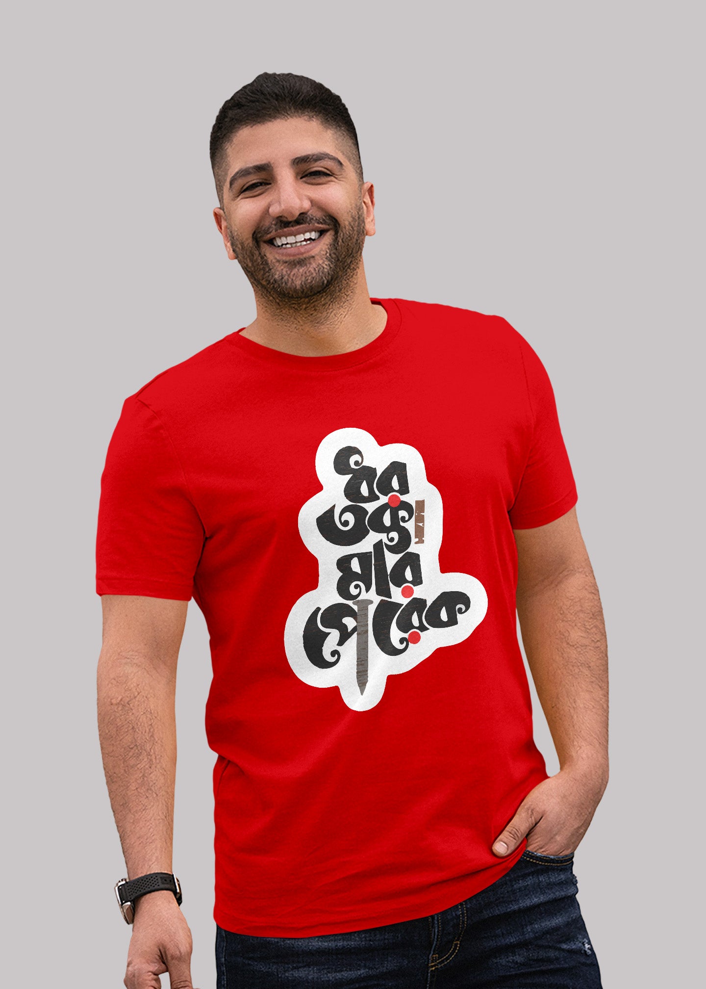 Dhar Takta Mar perek bengali Printed Half Sleeve Premium Cotton T-shirt For Men
