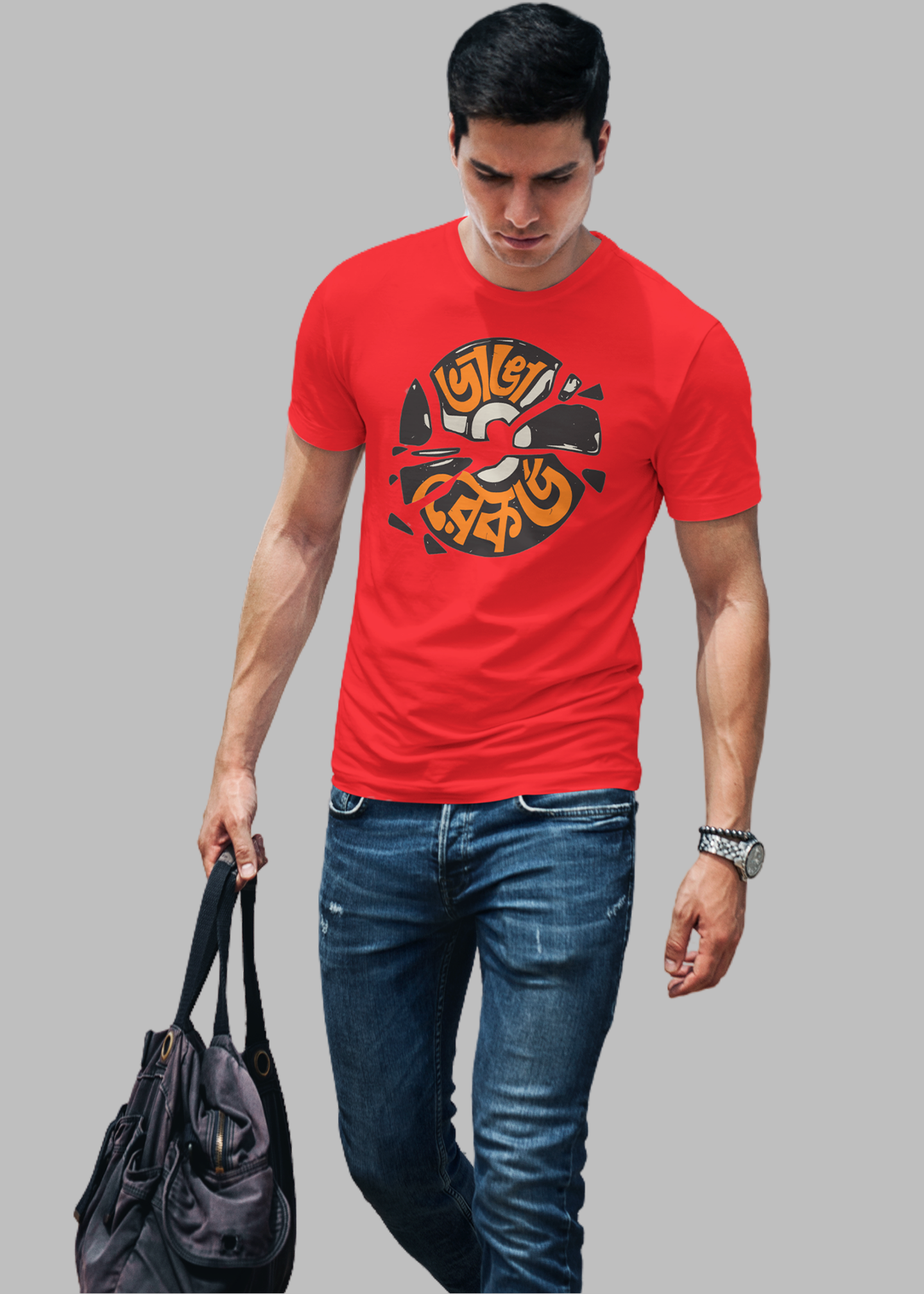 Broken record bengali Printed Half Sleeve Premium Cotton T-shirt For Men