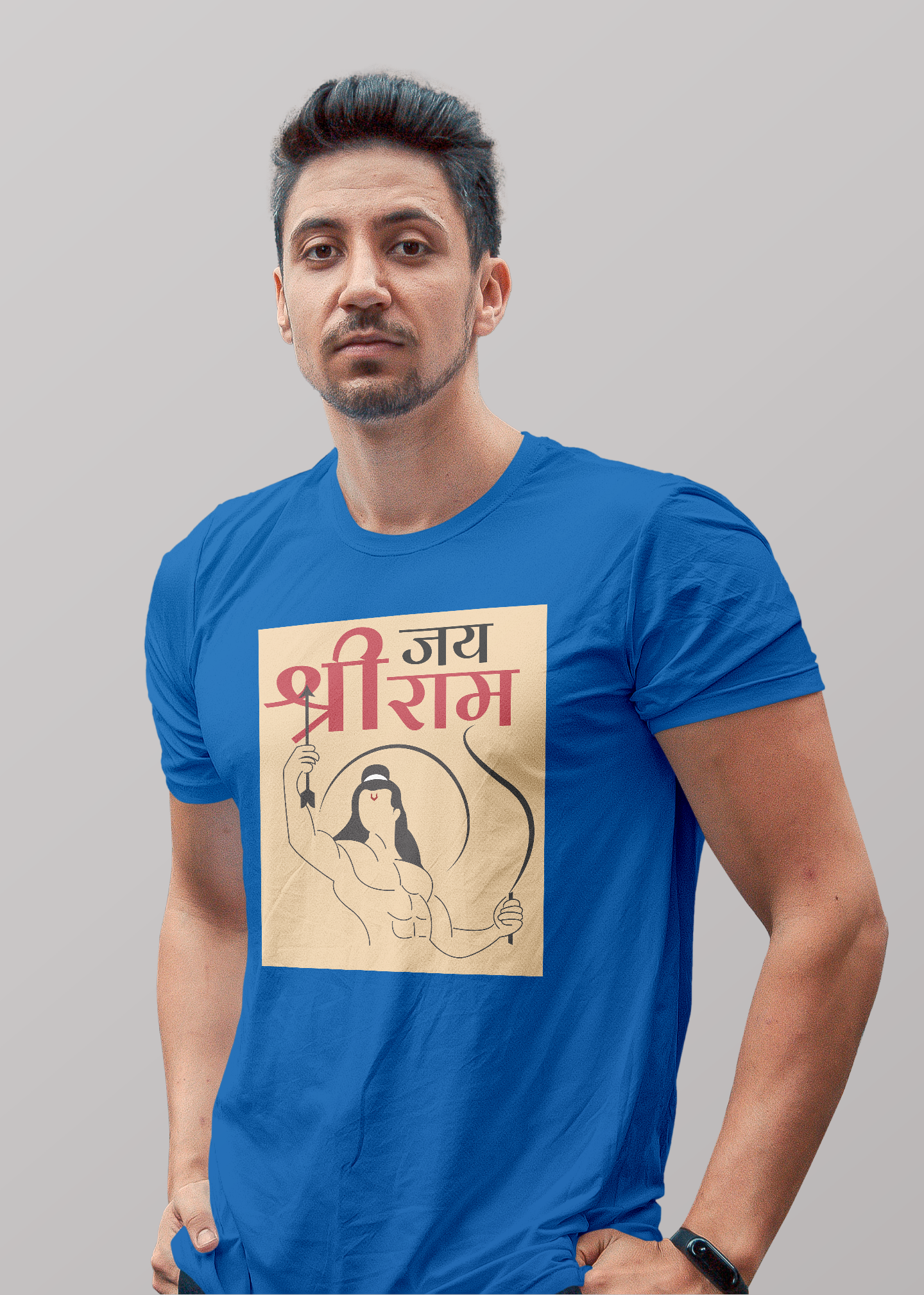 Jay Shree Rama Printed Half Sleeve Premium Cotton T-shirt For Men