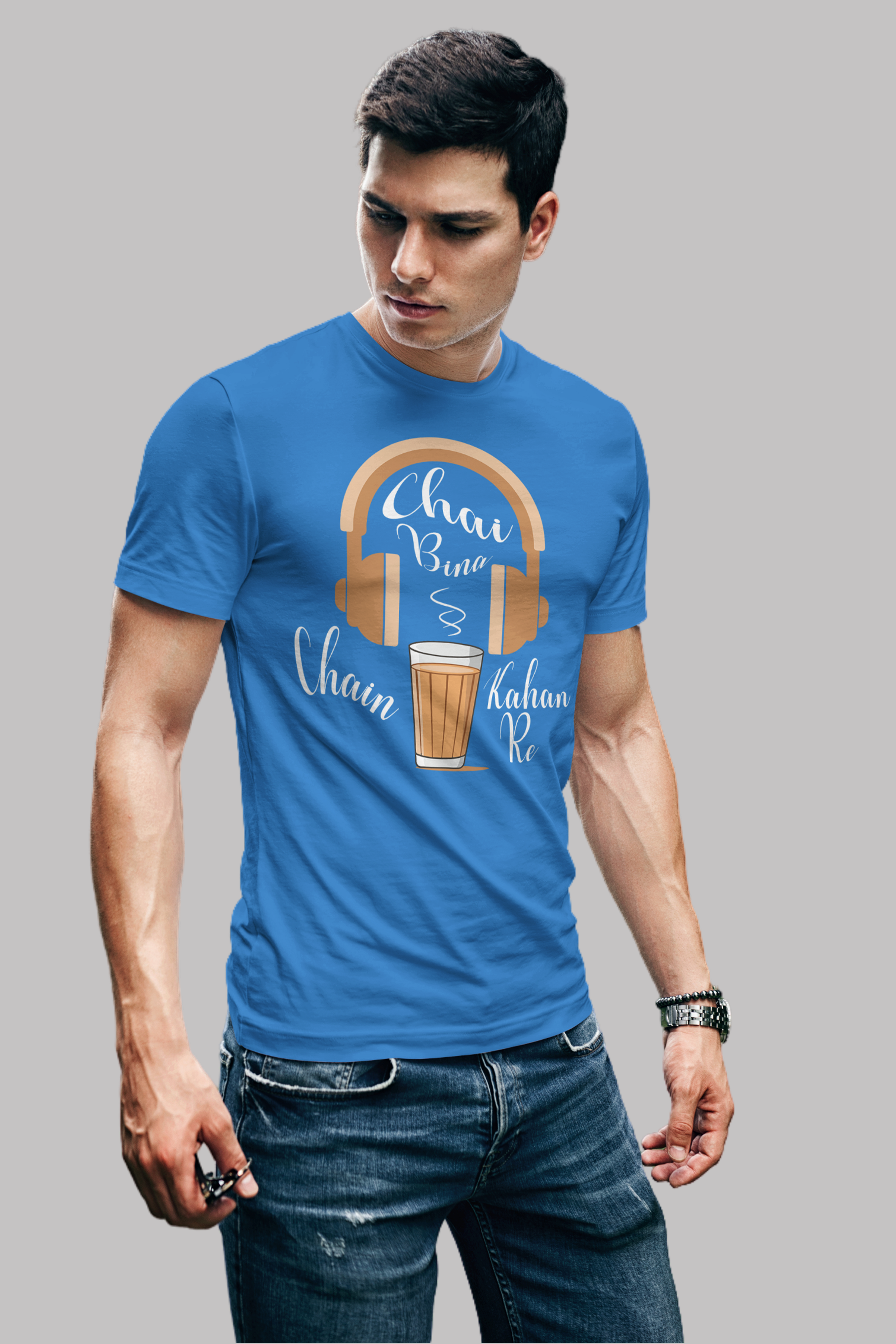 Chai bina chain kaha re Printed Half Sleeve Premium Cotton T-shirt For Men