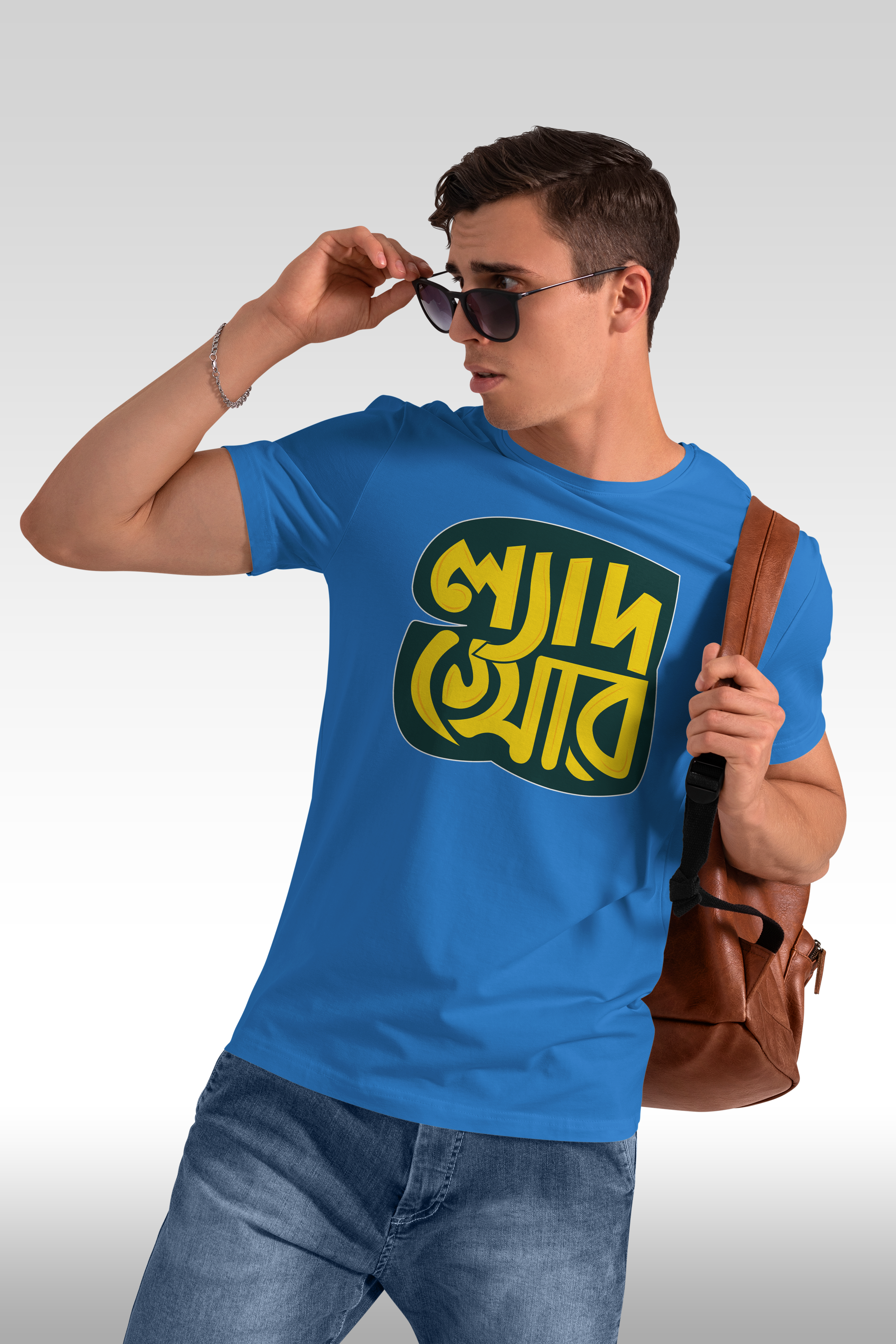 Lazy bengali typography Printed Half Sleeve Premium Cotton T-shirt For Men