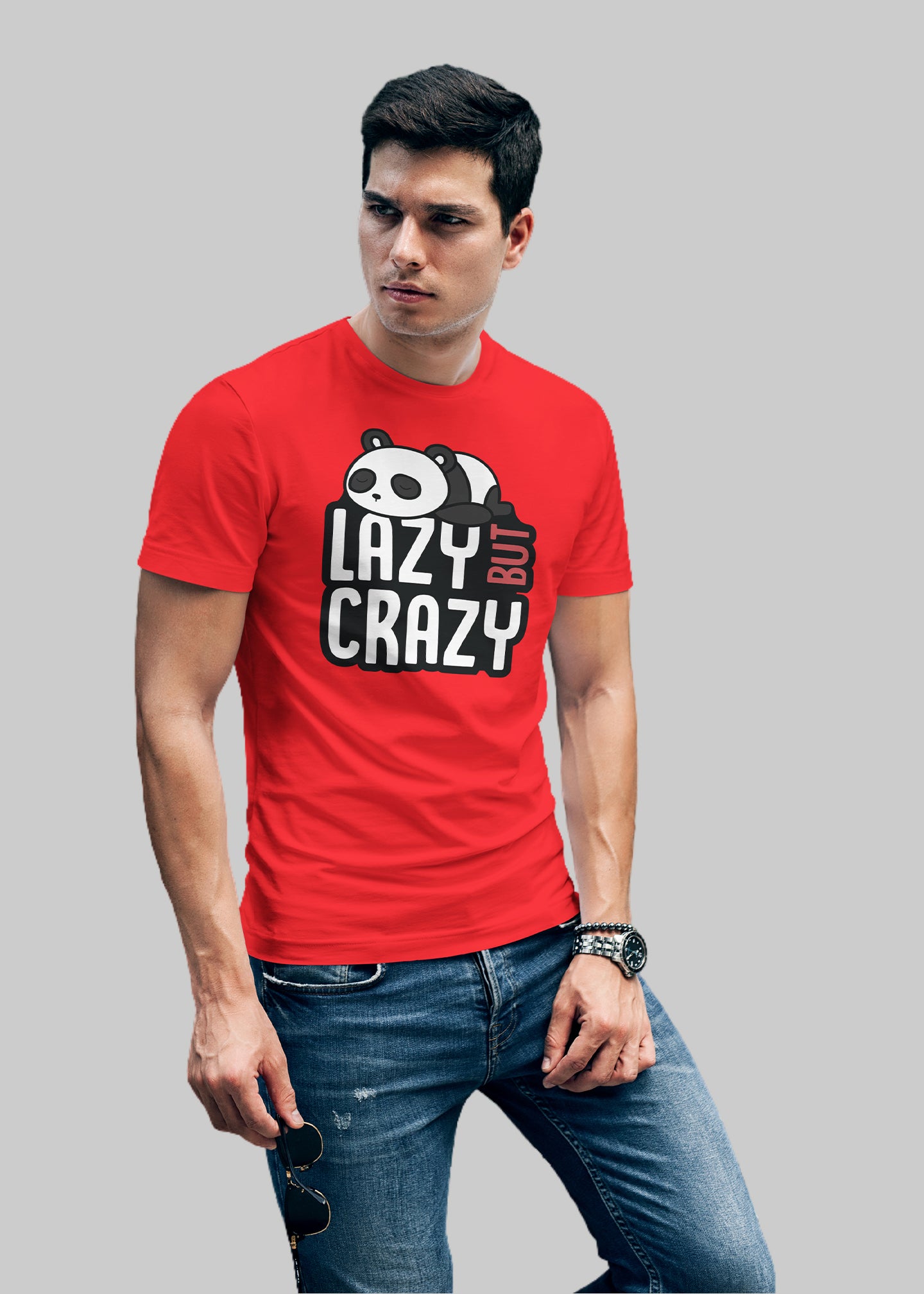 Lazy but crazy Printed Half Sleeve Premium Cotton T-shirt For Men