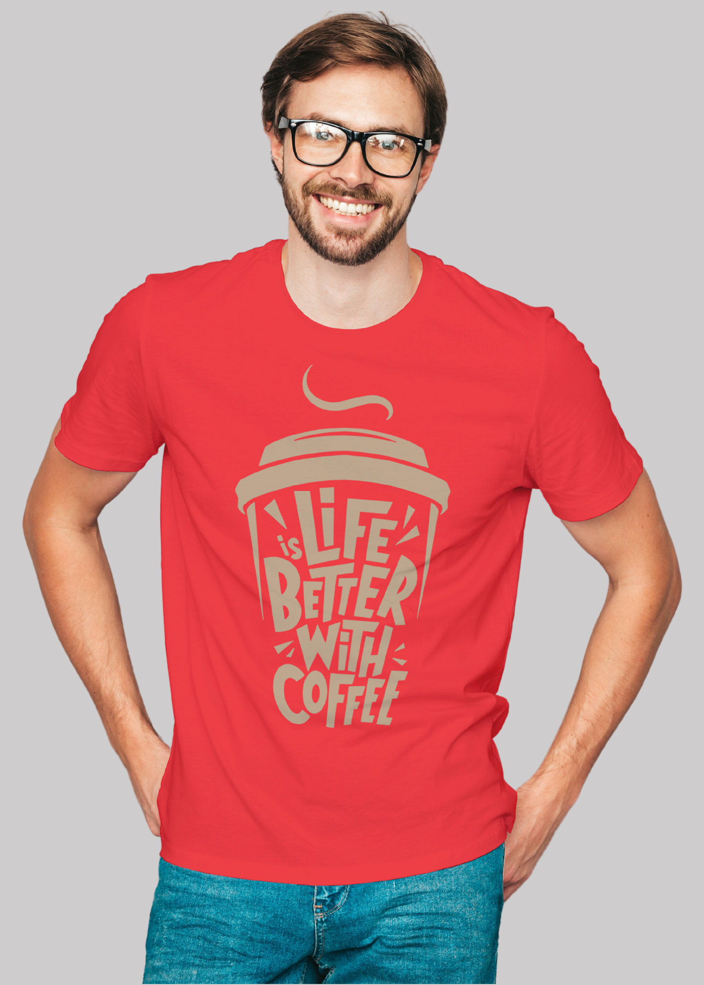 Life is better with coffee Printed Half Sleeve Premium Cotton T-shirt For Men
