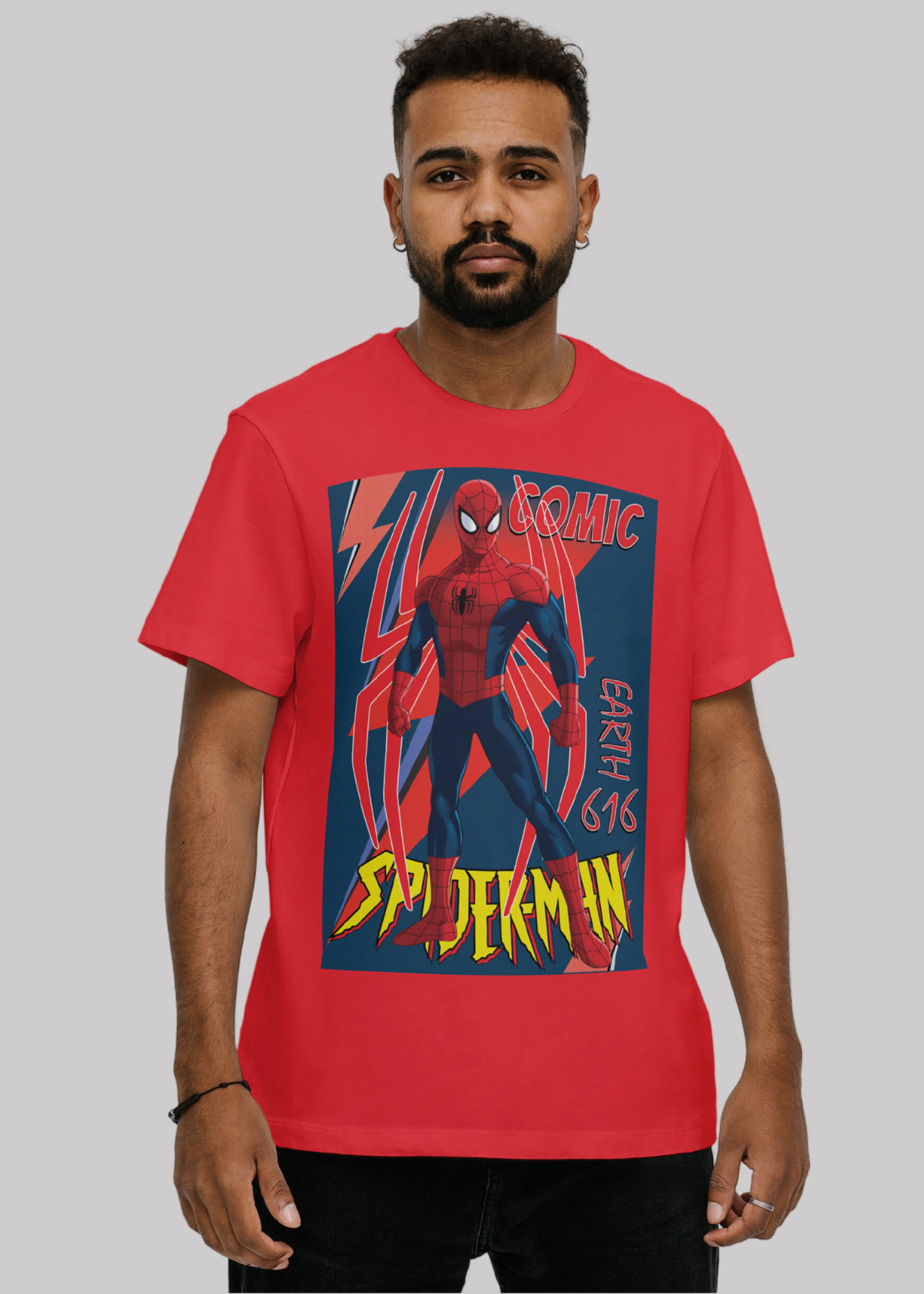 Spiderman Printed Half Sleeve Premium Cotton T-shirt For Men