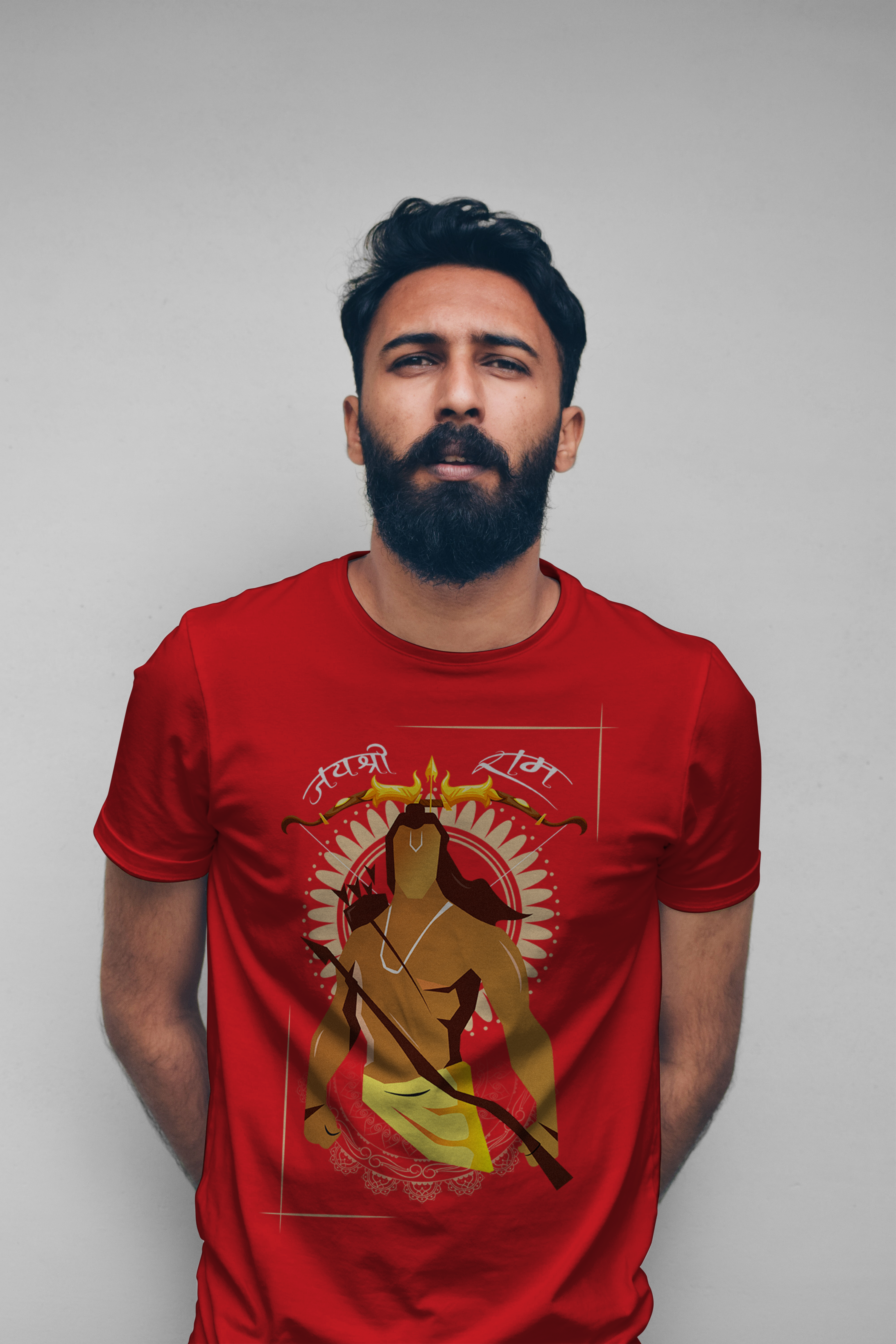 Jay Shree Ram Printed Half Sleeve Premium Cotton T-shirt For Men