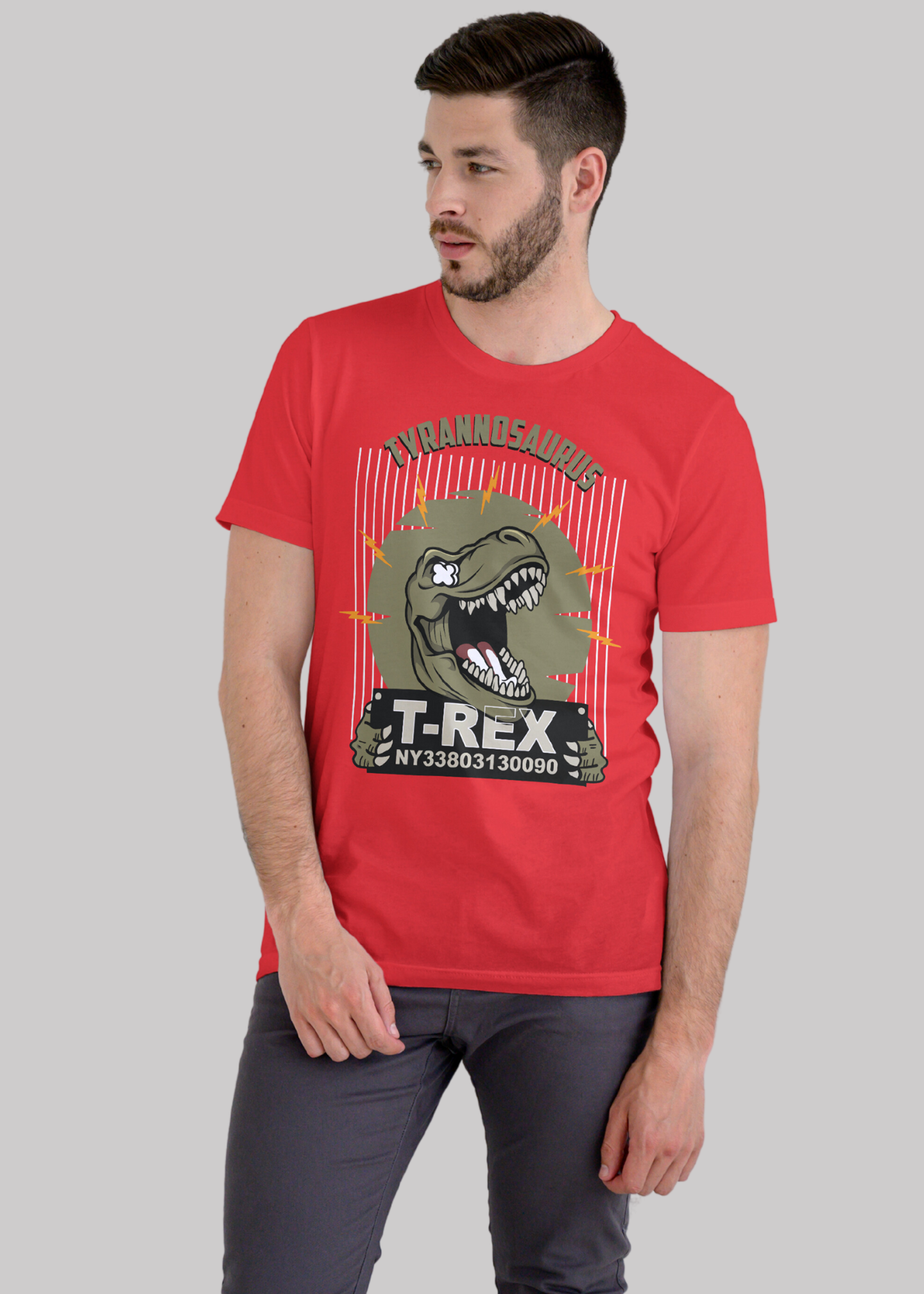 T rex Printed Half Sleeve Premium Cotton T-shirt For Men
