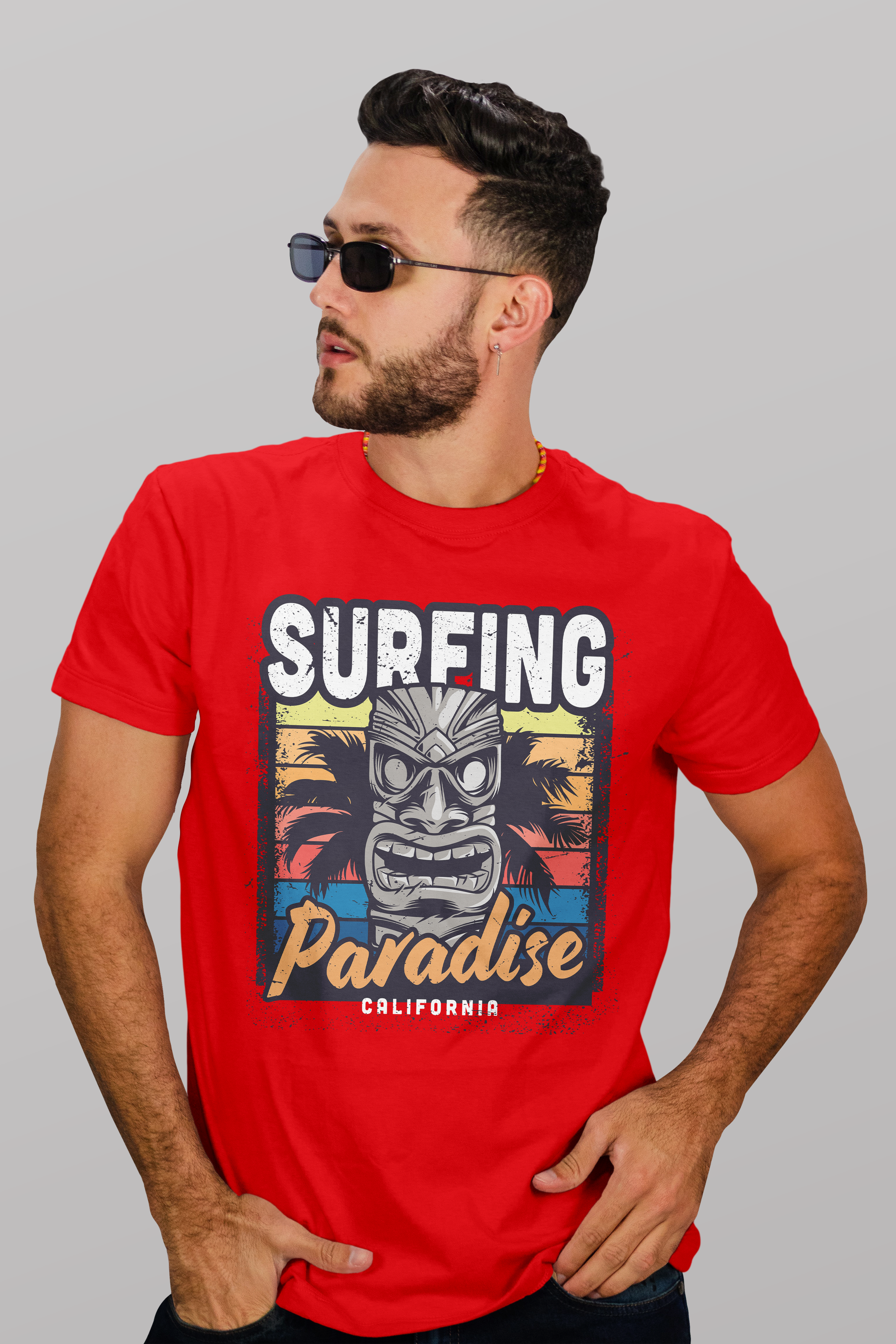 Surfing Paradise Printed Half Sleeve Premium Cotton T-shirt For Men