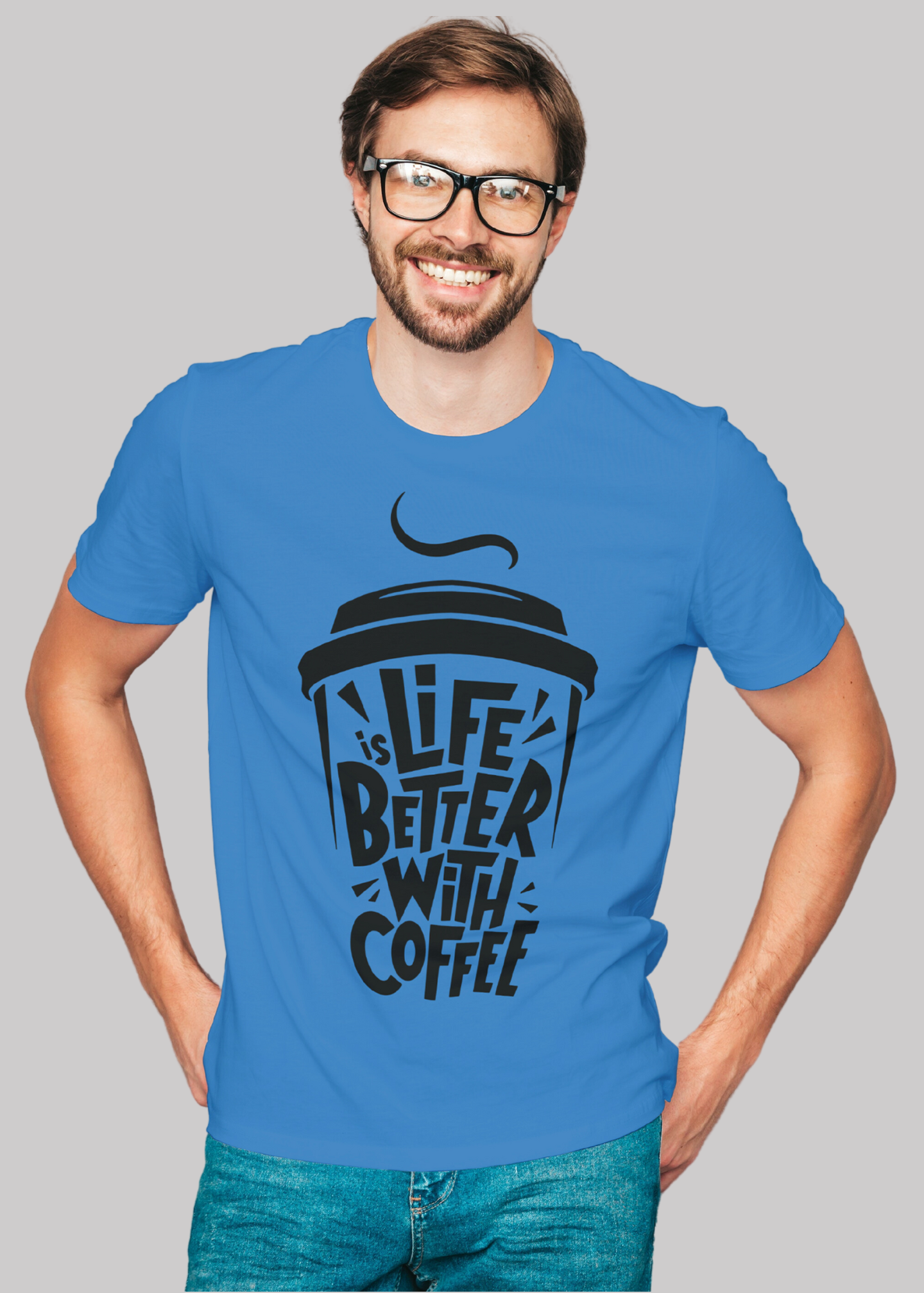Life is better with coffee Printed Half Sleeve Premium Cotton T-shirt For Men