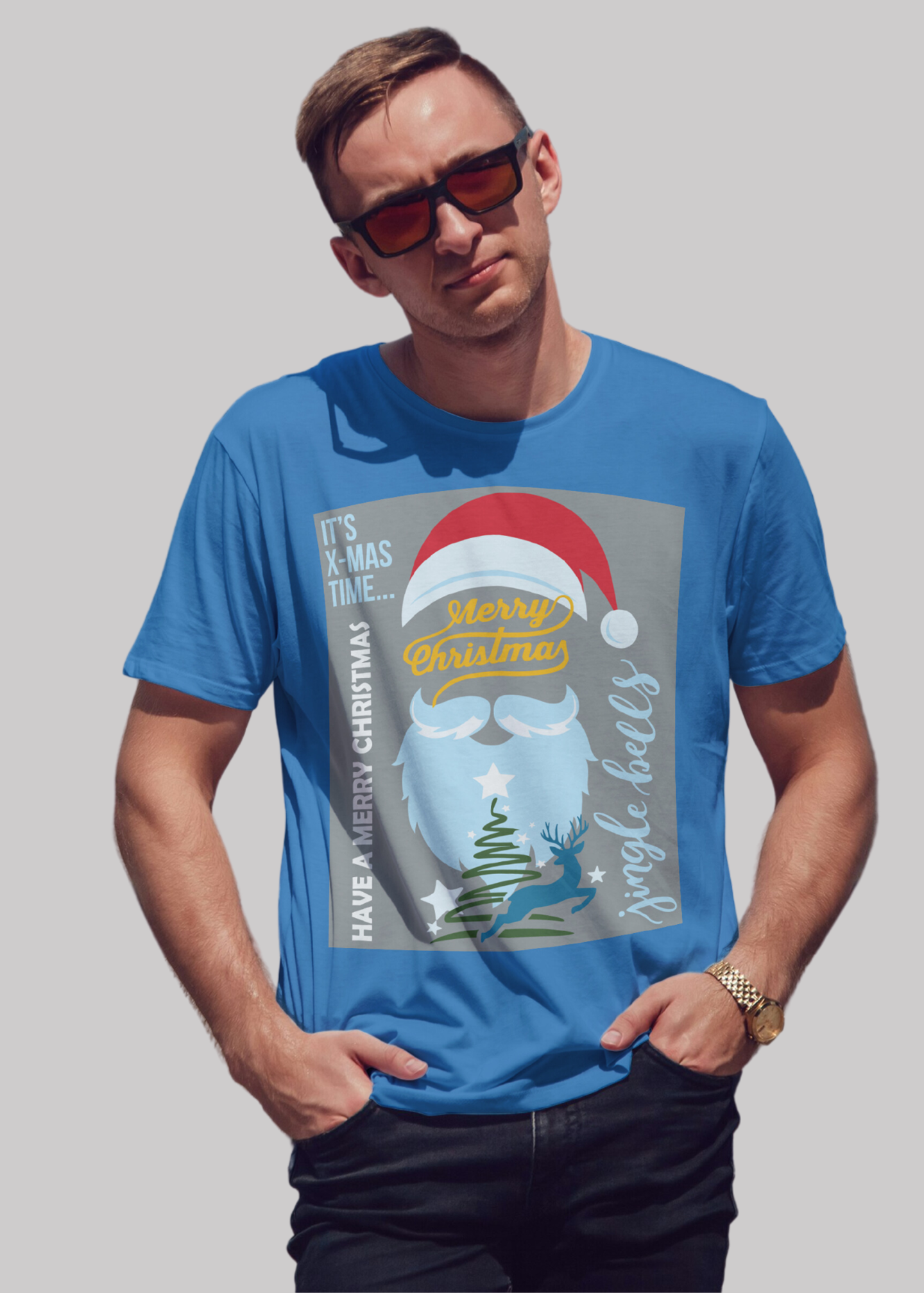 Merry Christmas Printed Half Sleeve Premium Cotton T-shirt For Men