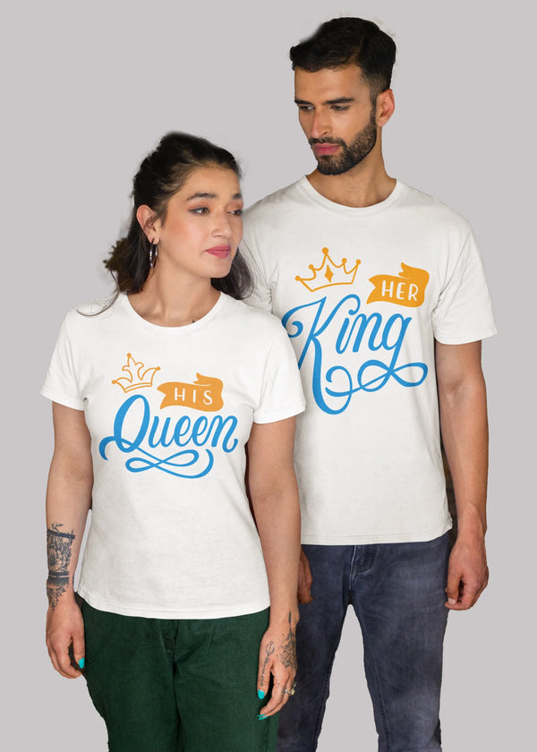 King & Queen Printed Couple T-shirt