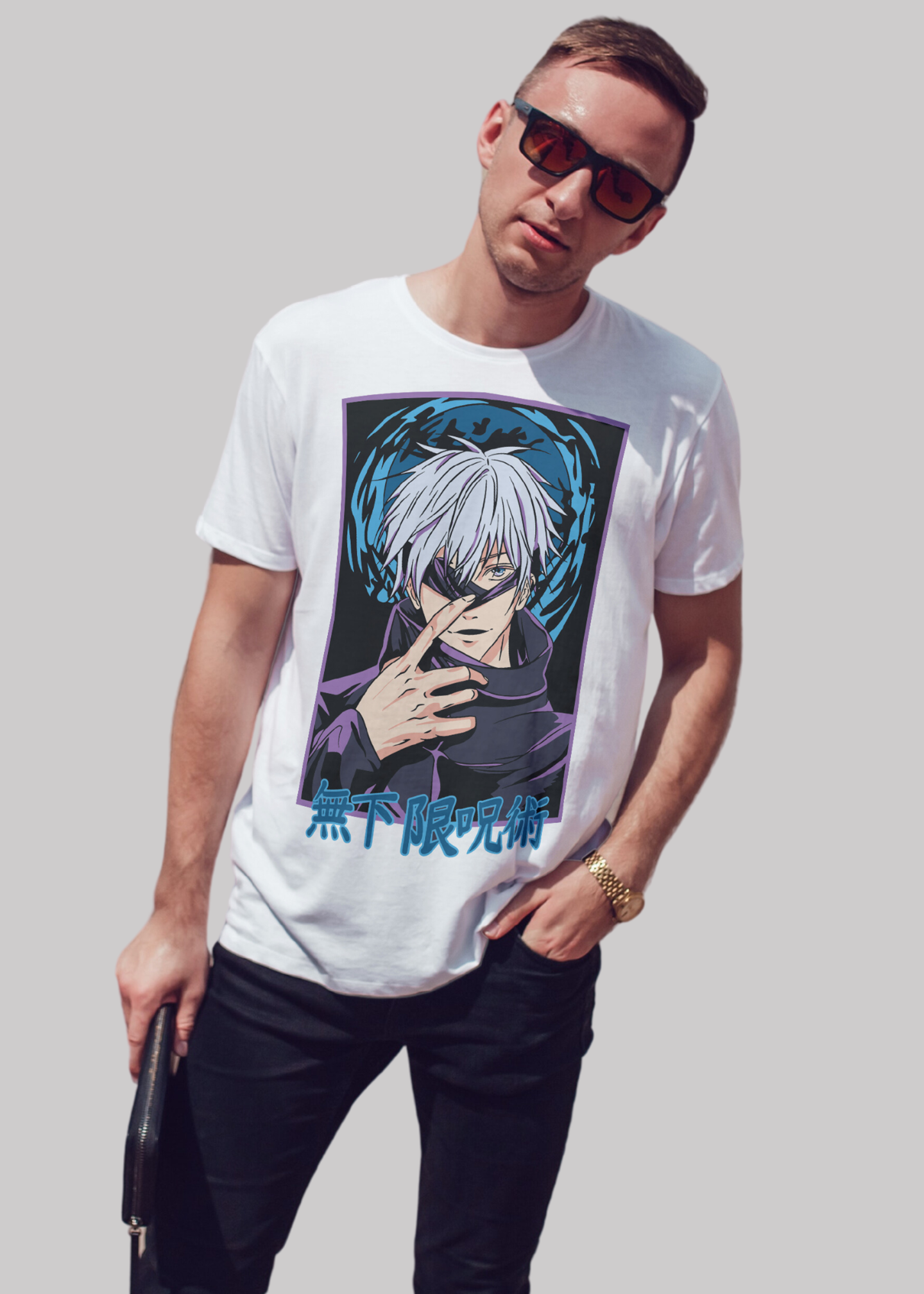 Gojo satoru jujutsu kaisen Printed Half Sleeve Premium Cotton T-shirt For Men