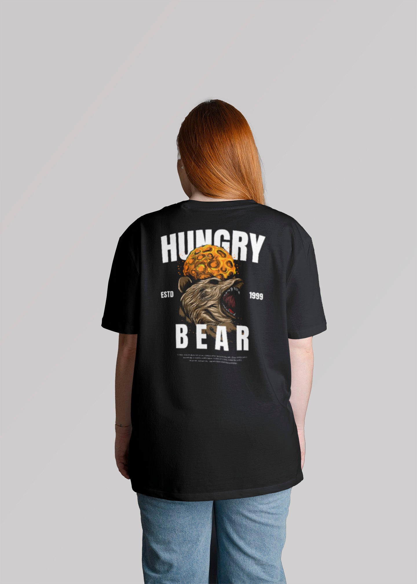 Hungry Bear Graphic Printed Oversized T-shirt