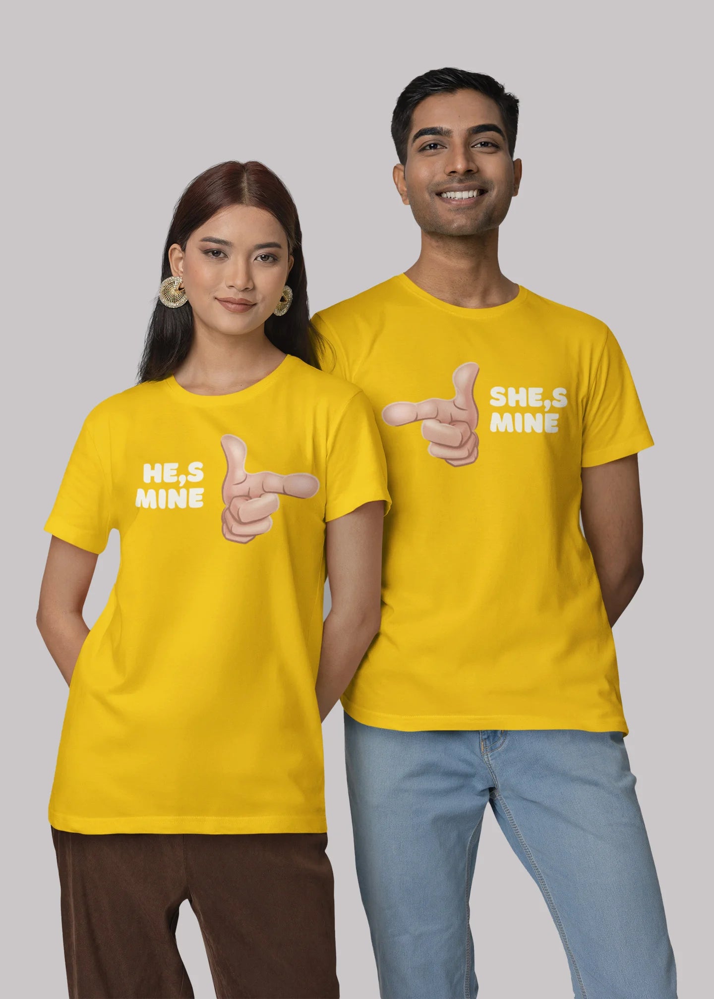 She's Mine & He's Mine Printed Couple T-shirt