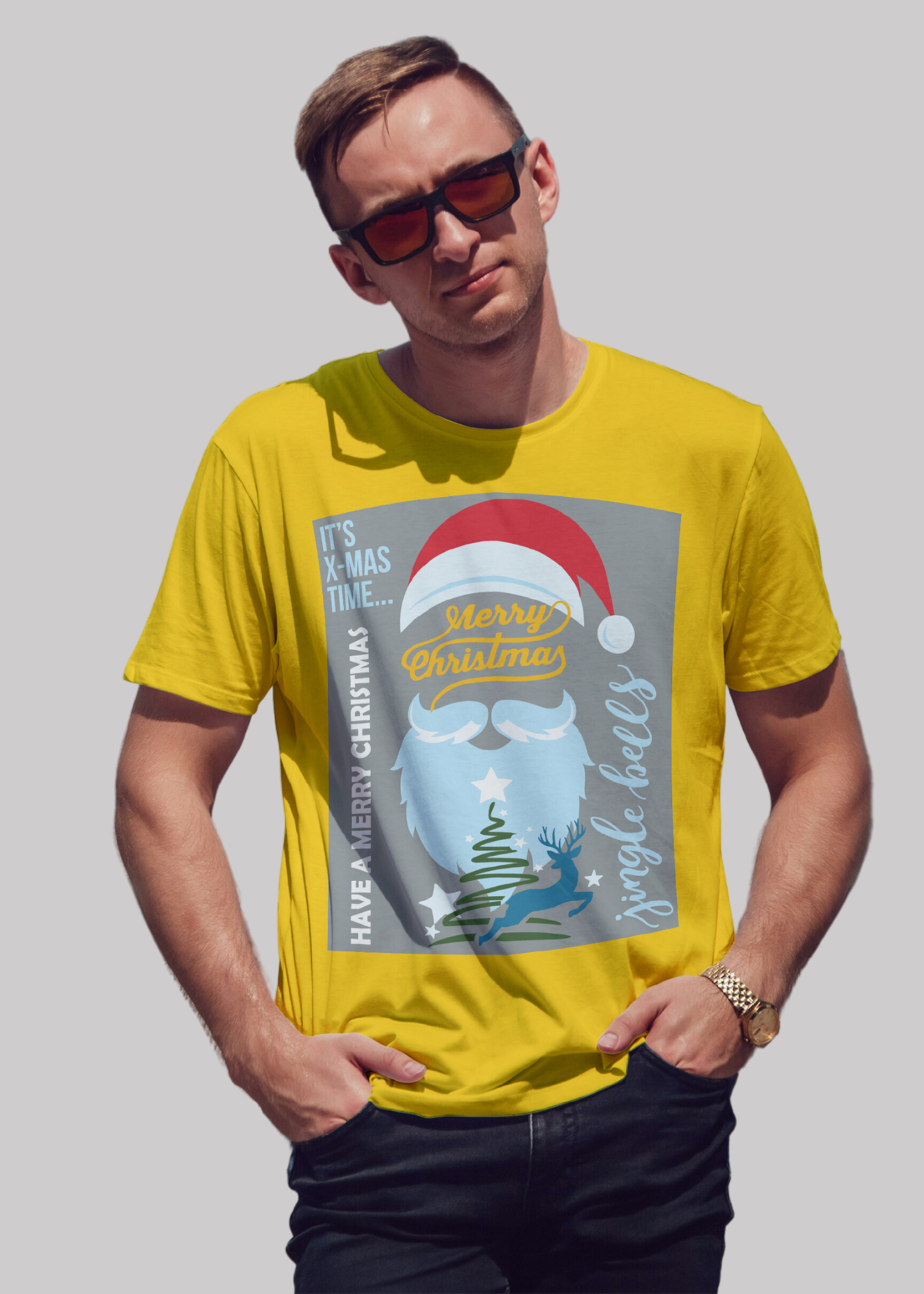 Merry Christmas Printed Half Sleeve Premium Cotton T-shirt For Men