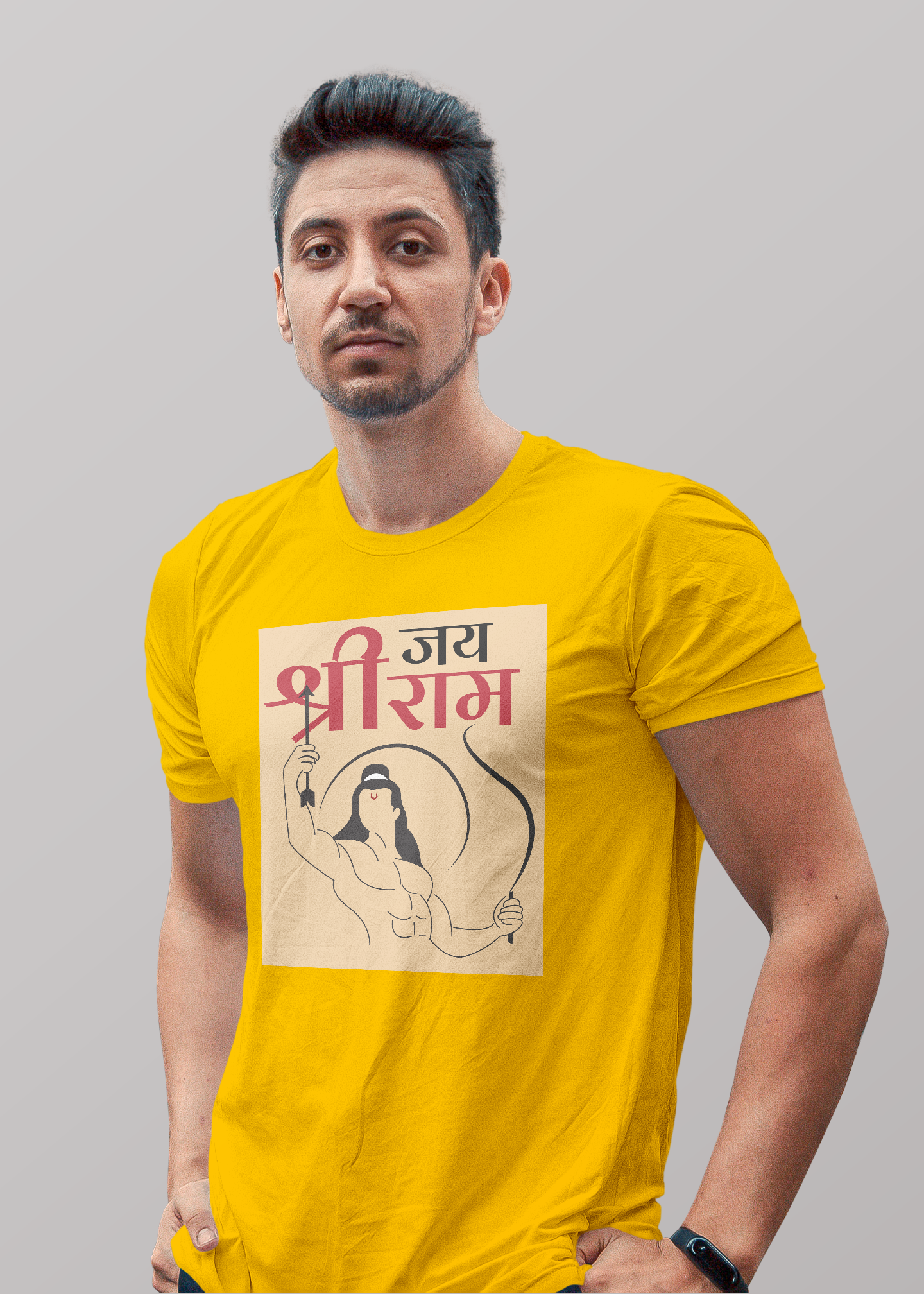 Jay Shree Rama Printed Half Sleeve Premium Cotton T-shirt For Men