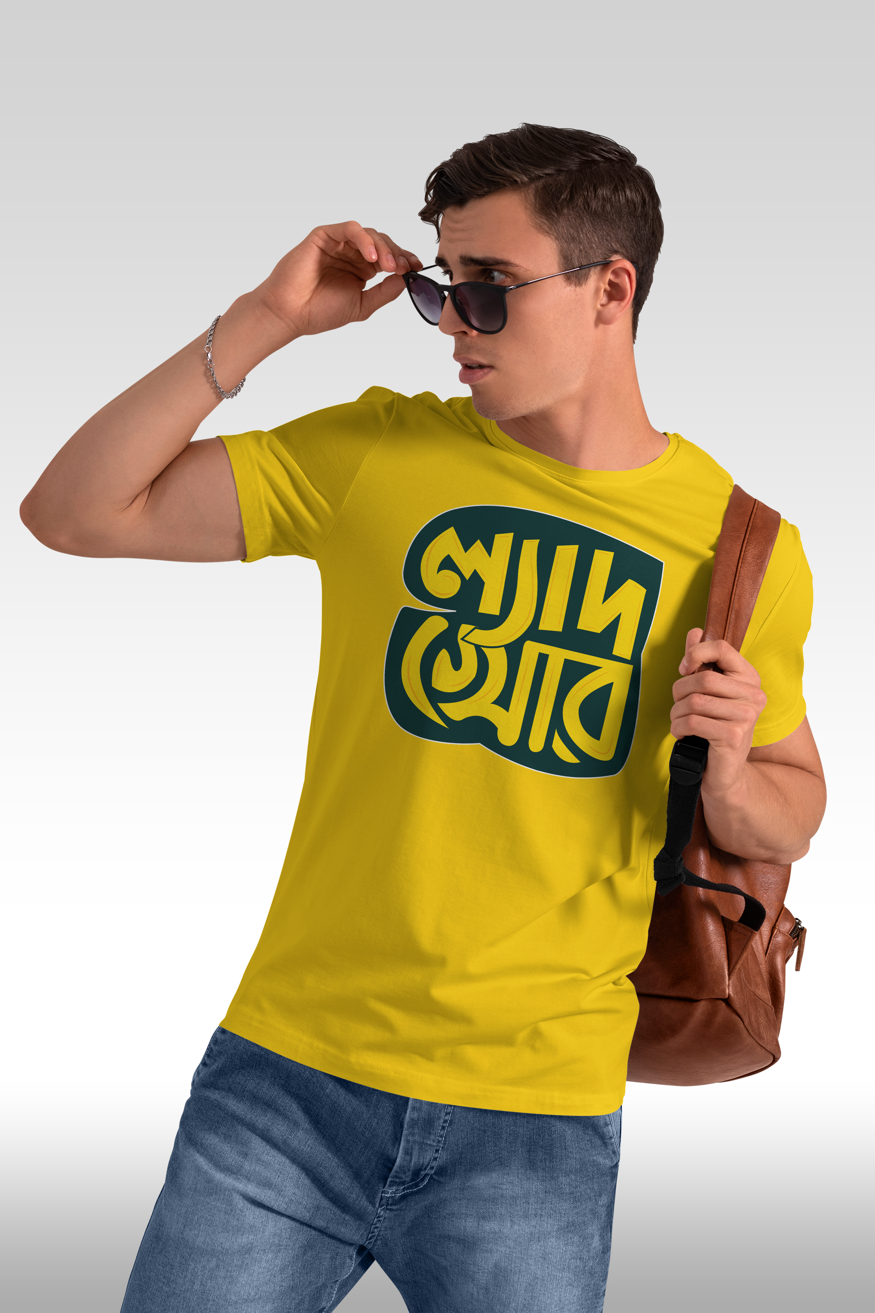 Lazy bengali typography Printed Half Sleeve Premium Cotton T-shirt For Men