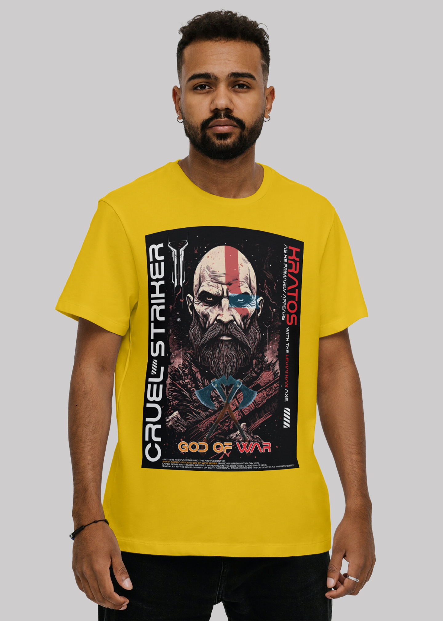 God of war kratos Printed Half Sleeve Premium Cotton T-shirt For Men