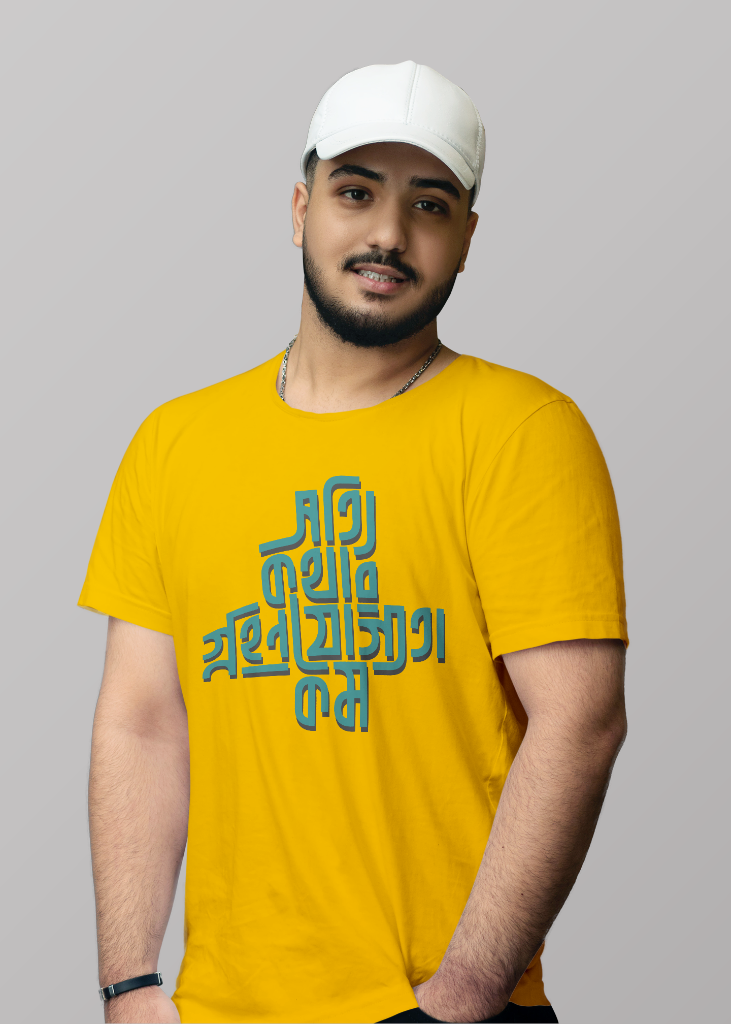 Sotti kothar grohonjoggota kom bengali Printed Half Sleeve Premium Cotton T-shirt For Men